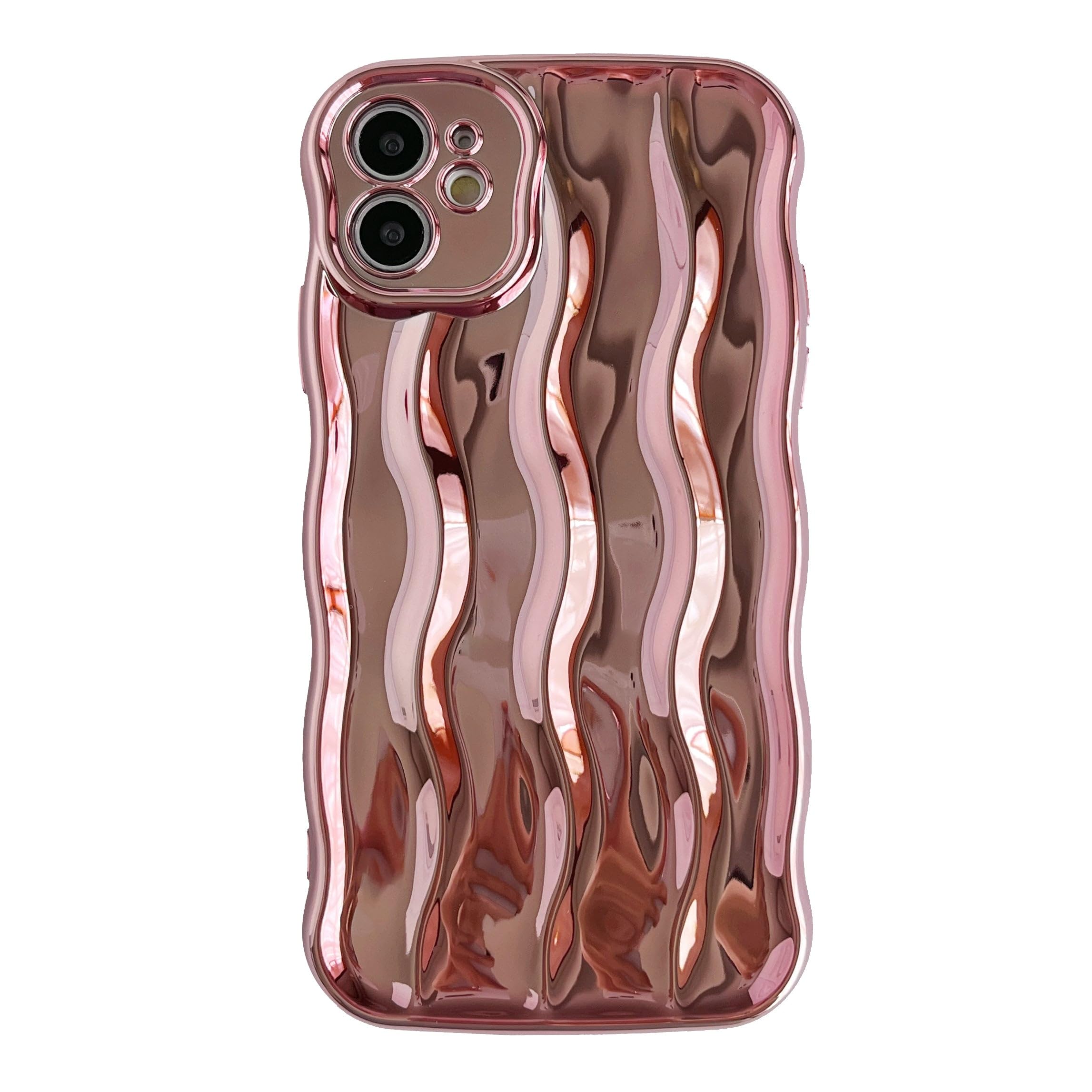 Caseative for iPhone 11 Case,Water Ripple Pattern Curly Wave Frame Soft Phone Case (Light Pink)