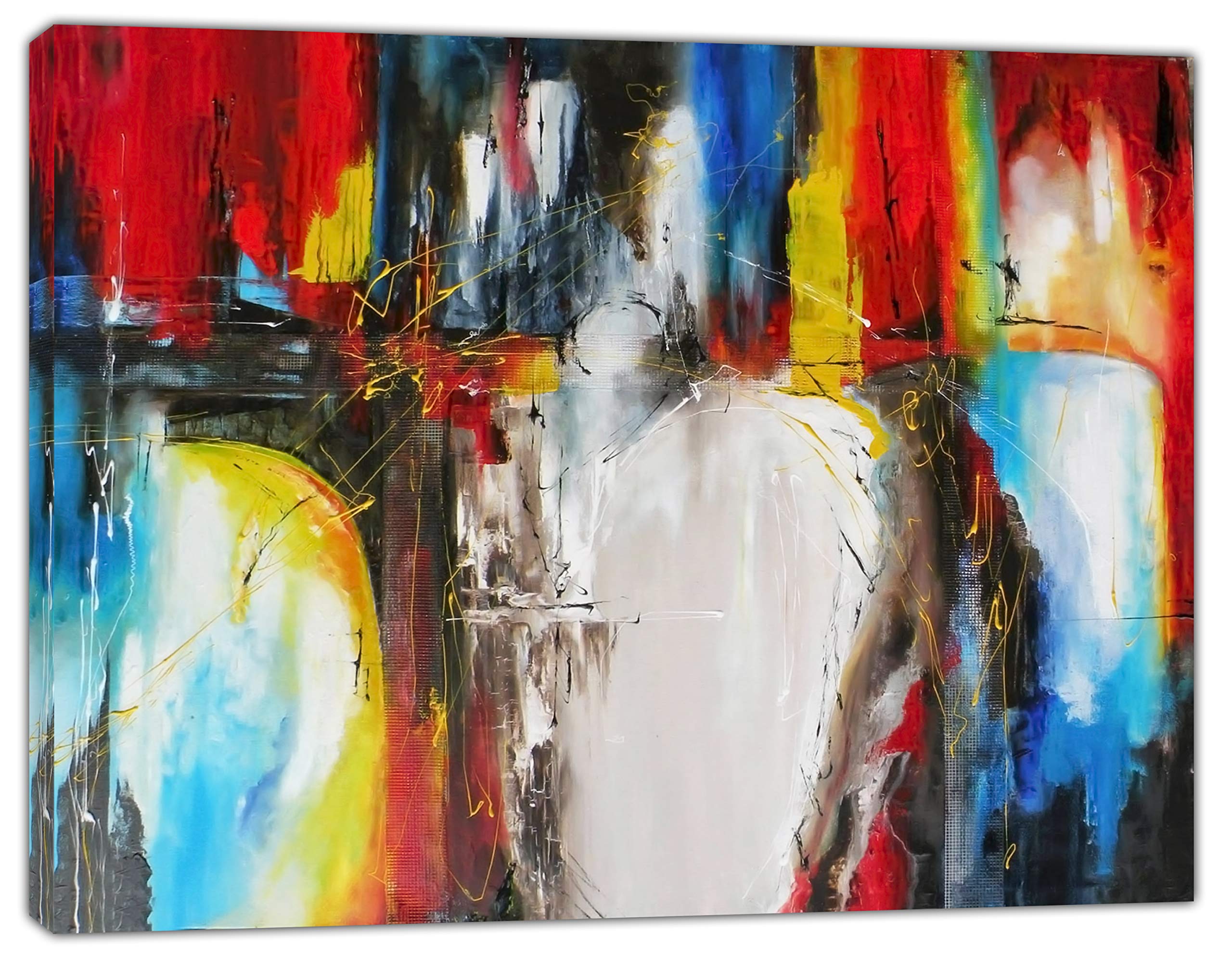 Wodospad Abstrakcyjna farba olejna, obraz, reprodukcja obrazu, nadruk na oprawionym płótnie, sztuka ścienna, dekoracja domu, 86 x 60 cm, głębokość 38 mm