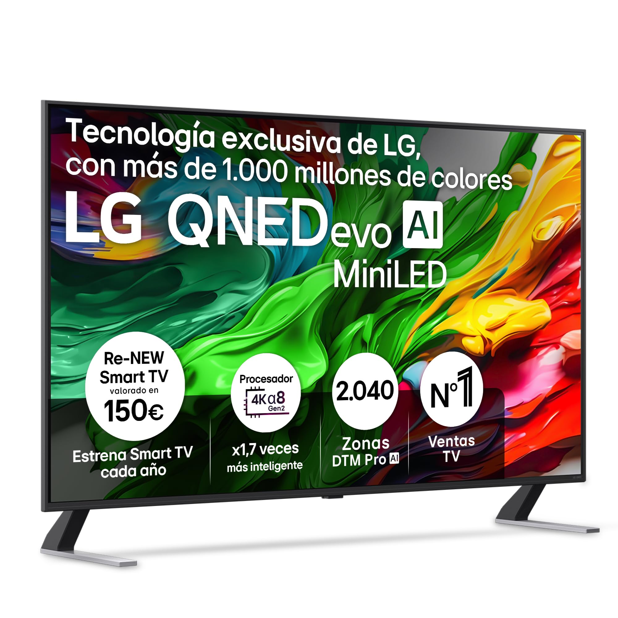 LG 55QNED85A6C - TV 55", 4K QNED EVO, Smart TV, WebOS 25, Procesador Potente e Inteligente, MiniLED AI, Super Upscaling, Dolby Vision y Dilgital Plus, Alexa/Google Assistant, Negro