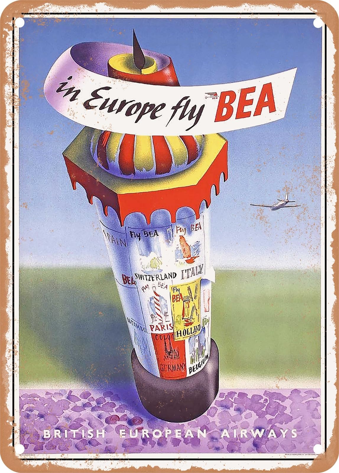 METAL SIGN - 1948 in Europe Fly BEA British European Airways Vintage Ad home decor