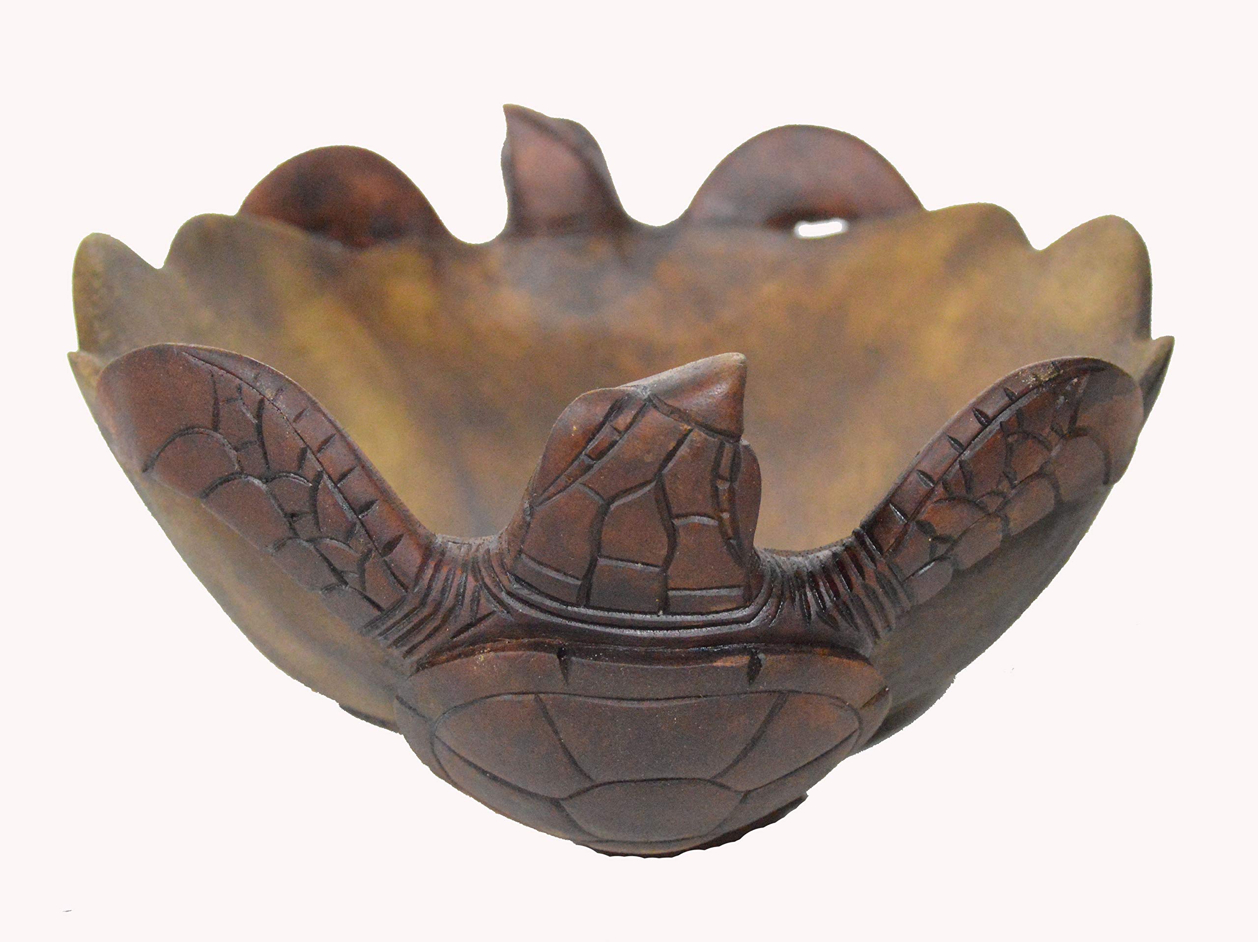 Huge Double Turtle Bowl Hand Carved Mahogany Wood Nautical
