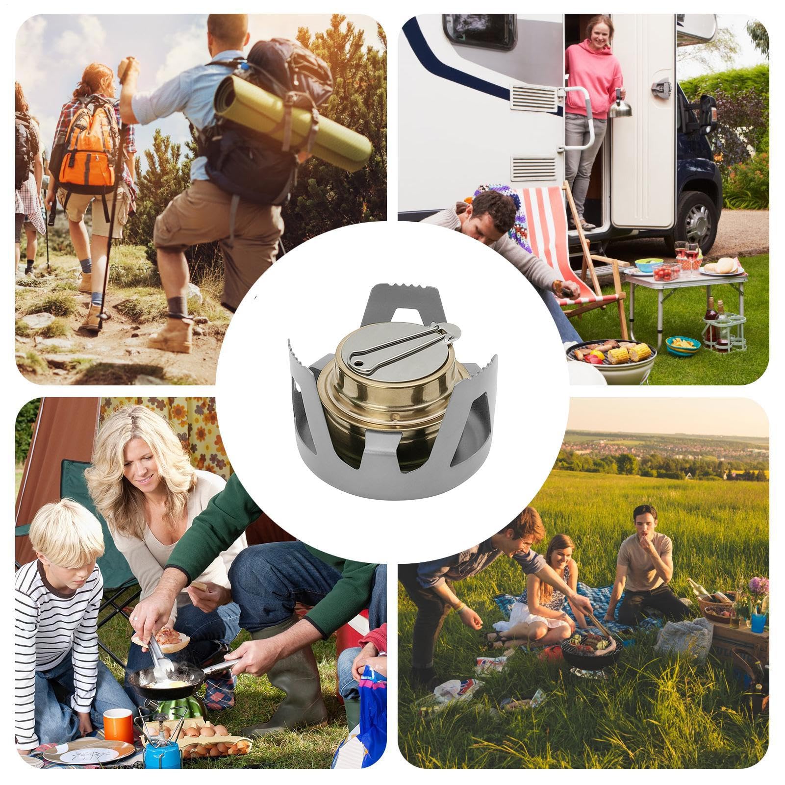 Mini Poêle De Camping à Alcool En Inox - Réchaud Compact Pour Randonnée Et Voyage - 7,8 Cm