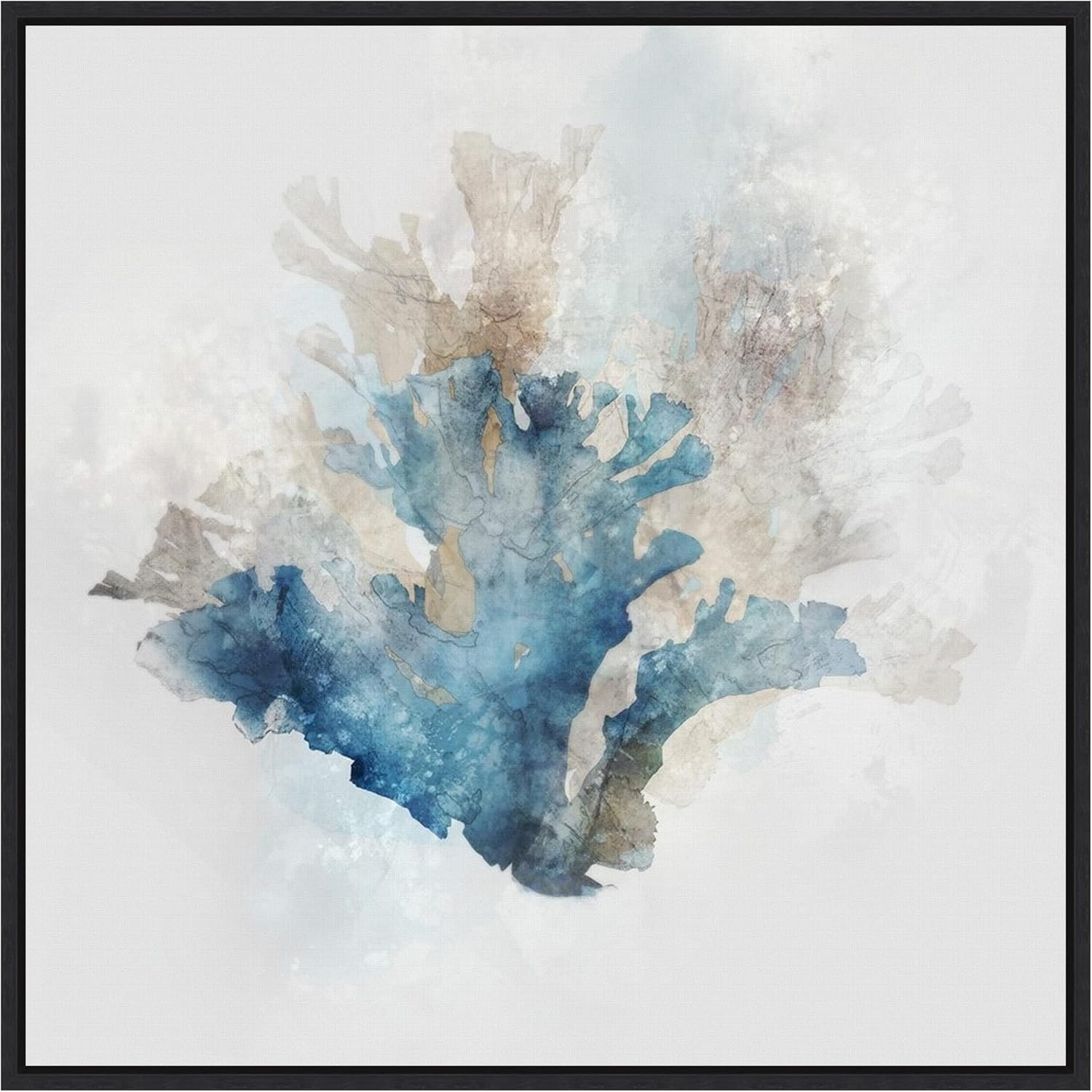 Amanti Art Framed Canvas Wall Art 30x30 Blue Coral Reef II by Ken Roko, Framed Wall Art Canvas, Beach Artwork, Modern Decor, Large Poster Painting for Living Room, Bedroom, Bathroom, Kitchen, Office