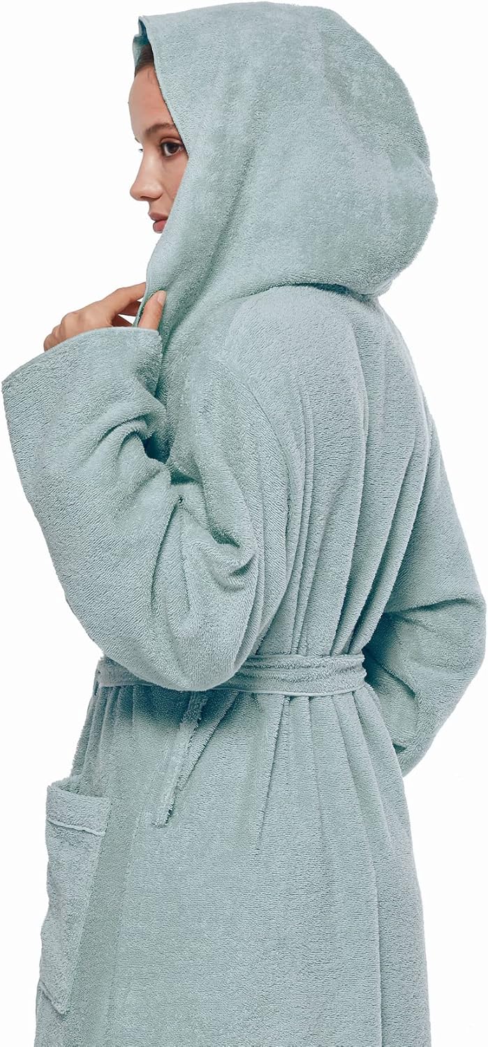 Arus Women's Princess Robe Ankle Long Hooded Lightweight Turkish Cotton Bathrobe - Image 4