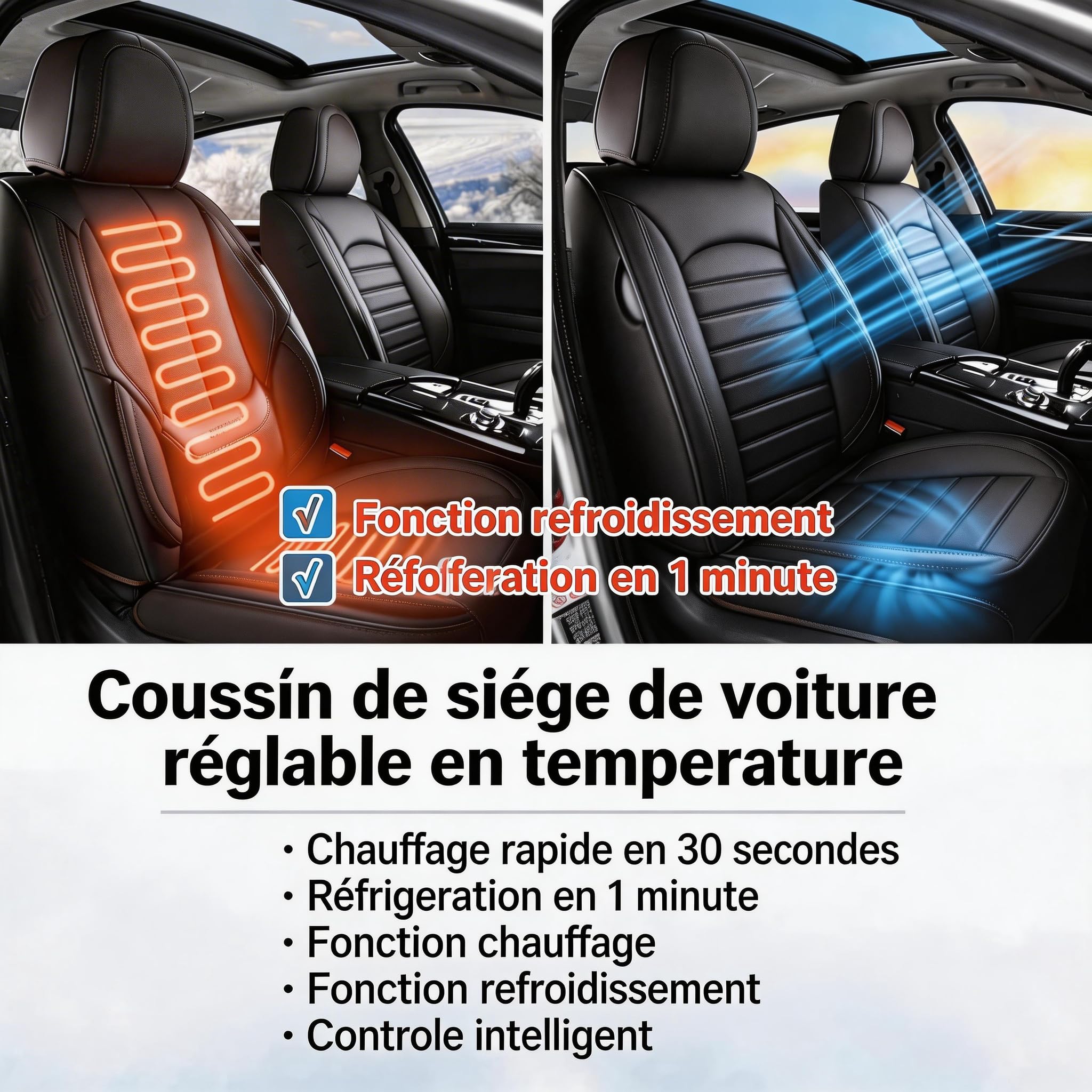 Housse de Siège Auto Enveloppante Intégrale, Anti-Abrasion, étanche et Respirant,pour Renault Captur Clio Kadjar Koleos Megane Twingo Avant et Arrière, Intérieur Auto