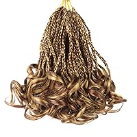 Vista 33 de Cabello de ganchillo con rizos franceses, trenzas de cabello de ganchillo con puntas rizadas, 14 pulgadas, preenlazadas, trenzas de caja tipo diosa