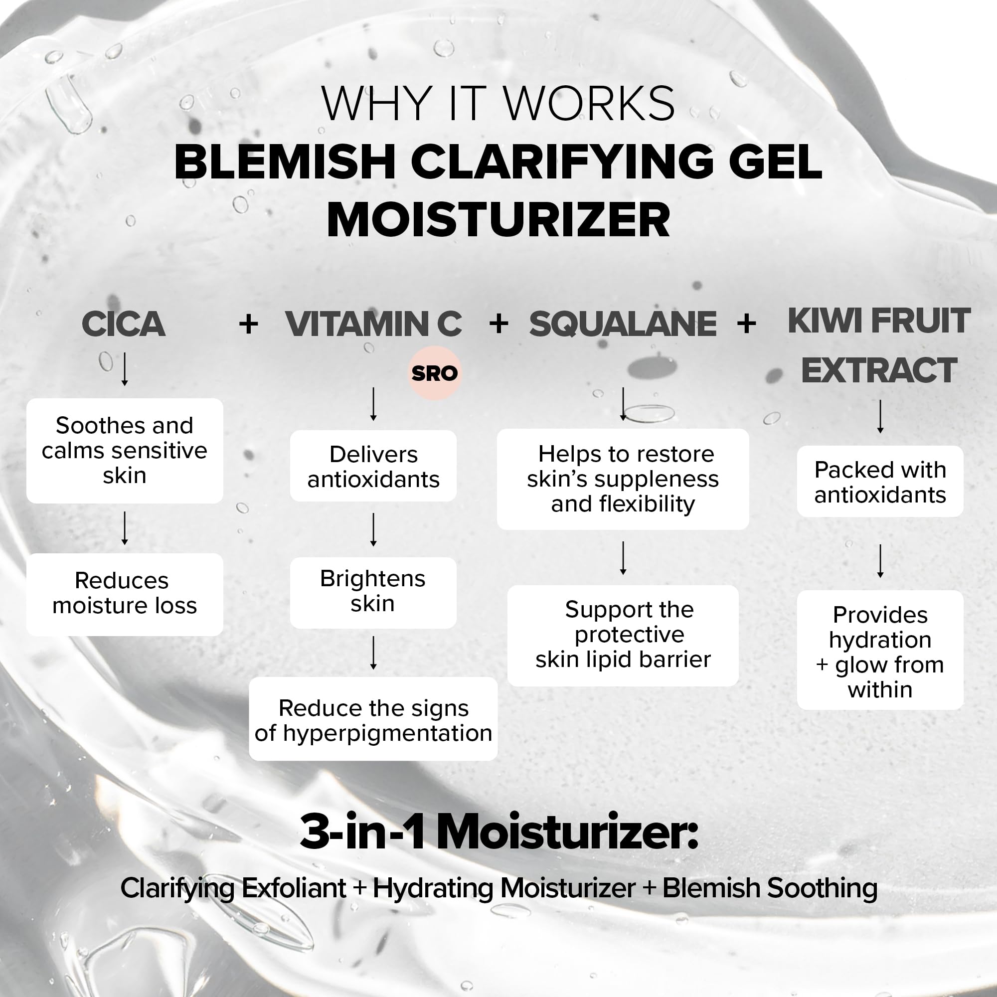 Nudestix Blemish Clarifying Gel Moisturizer – Lightweight Salicylic Acid Acne Treatment with Niacinamide, Cica & Hyaluronic Acid | Hydrating, Vegan Daily Face Moisturizer for Clear, Balanced Skin