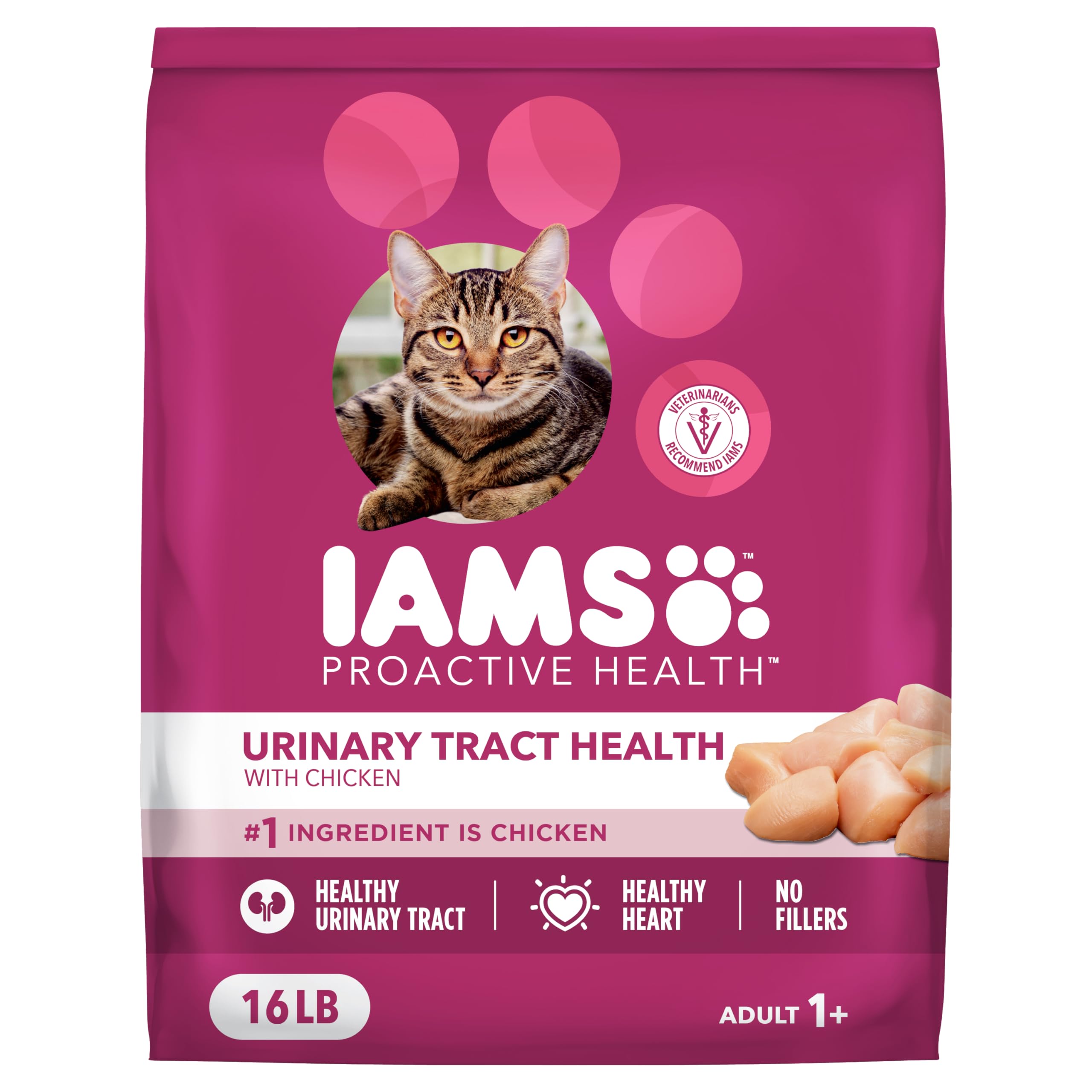 IAMS Proactive Health Dry Cat Food, Urinary Tract Health, Adult Cat Food Dry Recipe with Chicken, 16 lb. Bag