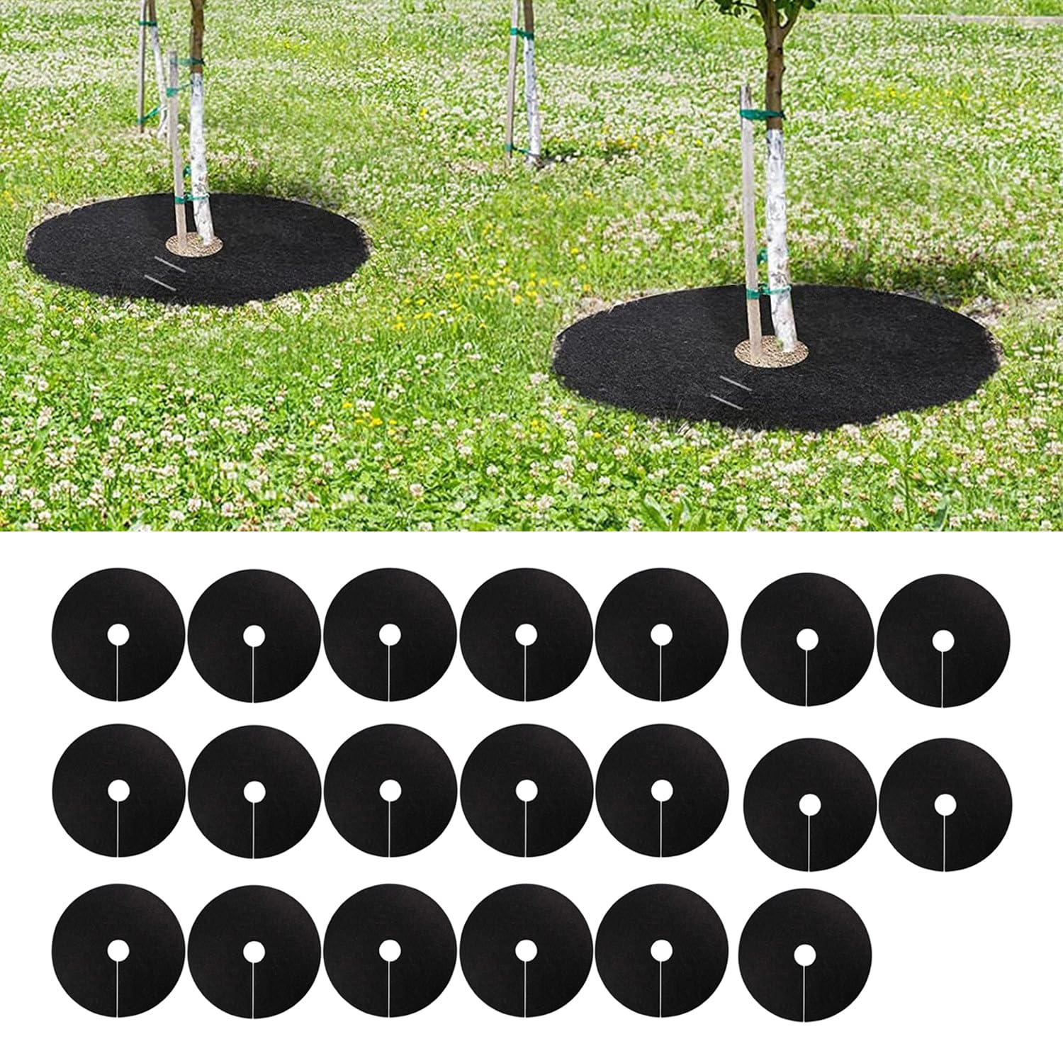 20 Pezzi Anello di Protezione per Pacciamatura, Anelli Pacciamatura Anti Erbacce, Anello di Pacciamatura per Alberi, Riutilizzabili, per Protezione delle Radici Contro Le Erbacce