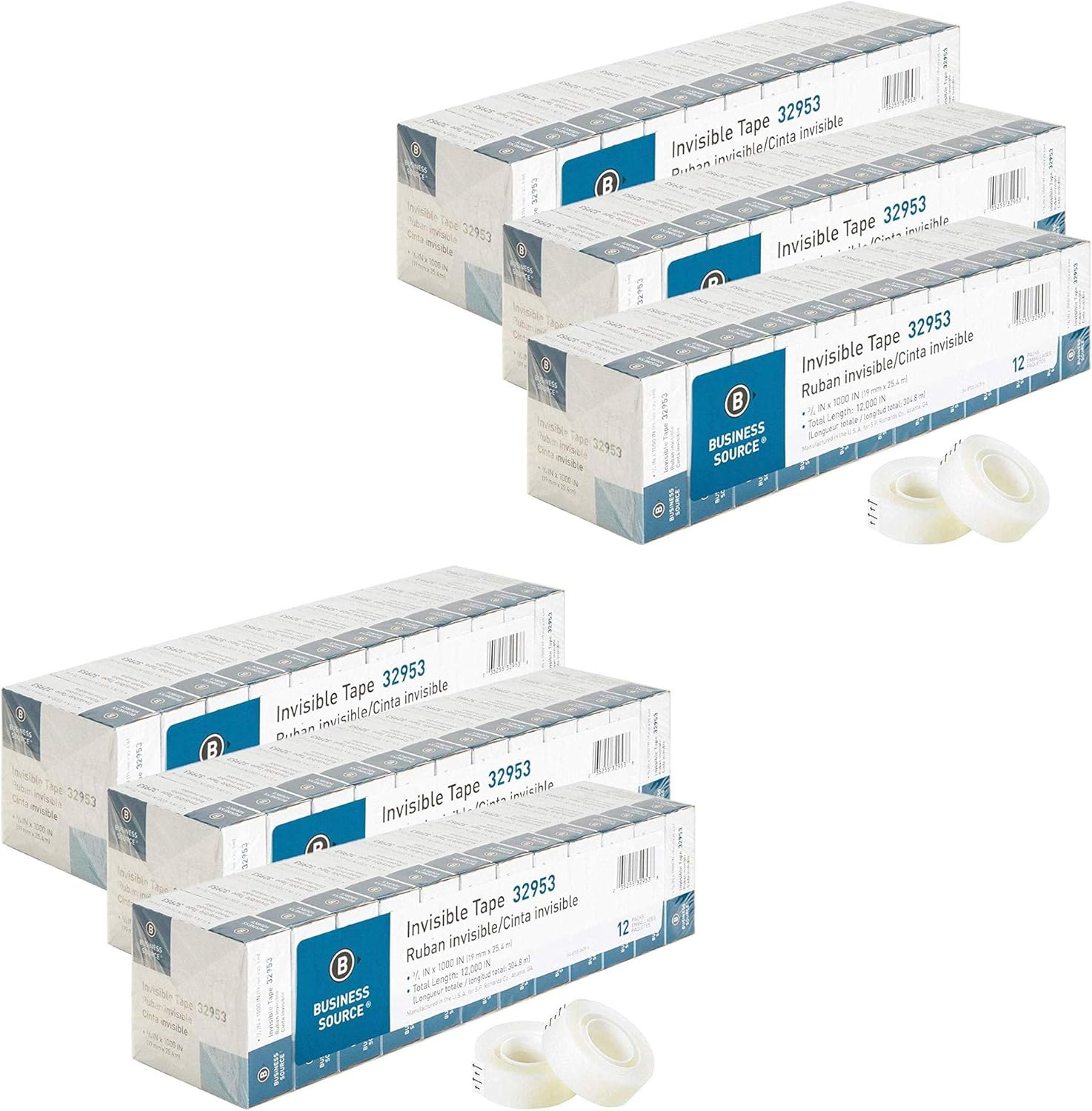 6 X Invisible Tape, 1 Core, 3/4x1000, 12/PK, Clear (BSN32953)