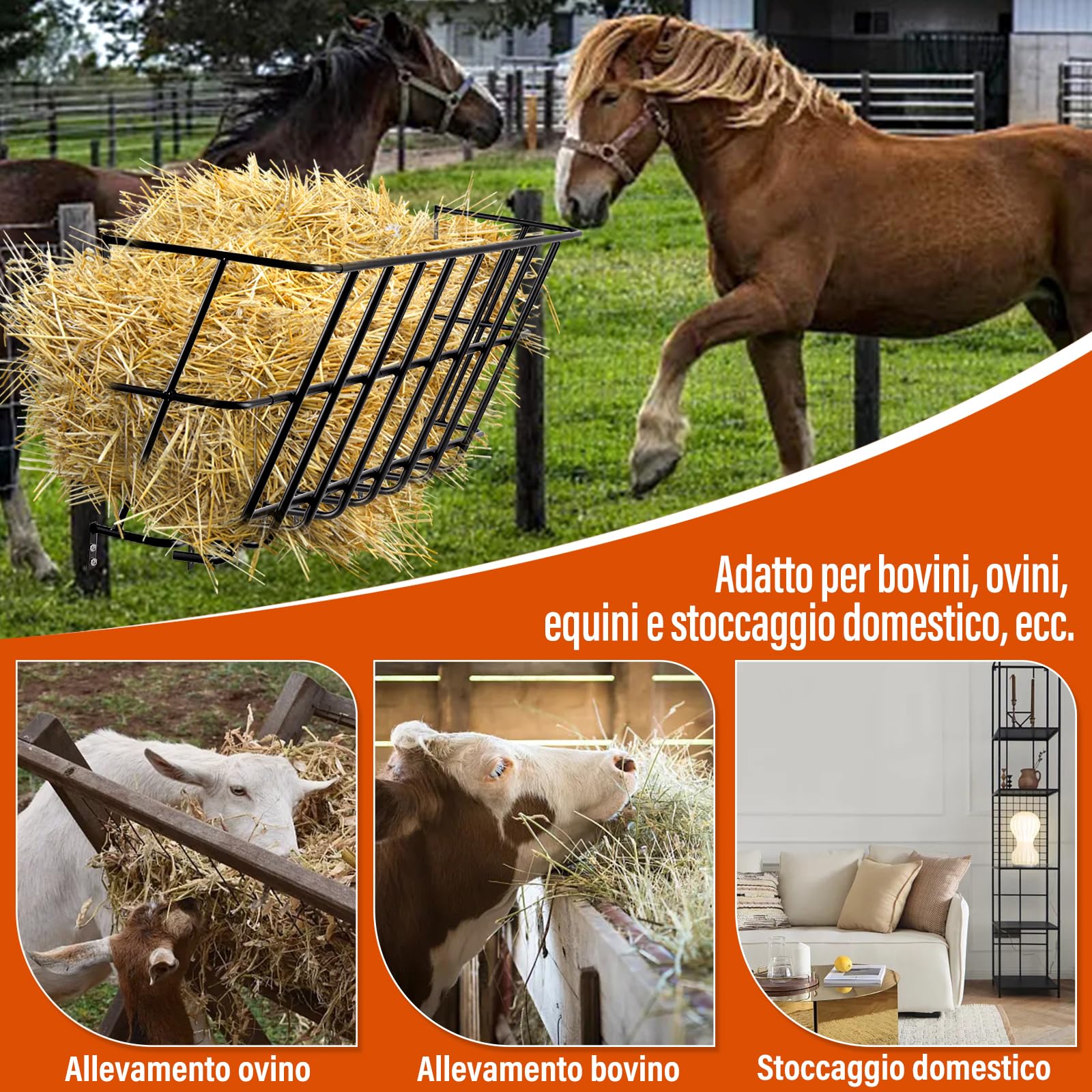 Mangiatoia Per Fieno di Capra Sovradimensionata, Mangiatoia Per Bovini Pensile Per Pecore e Cavalli, Facile da Installare In Azienda