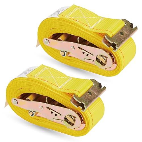 2 Pack E-Track Ratchet Straps 2' x 12' x 4,400 Strength for Cargo Tie Down in Enclosed Trailer & Van by KODIAK STRAPS