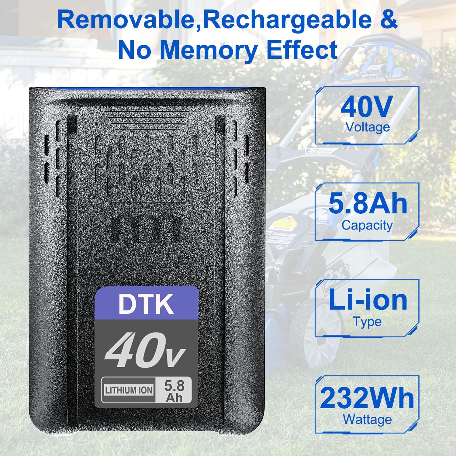 DTK Replacement for Kobalt 40V Battery MAX 5800mAh KB-540-06 KB440-06‎