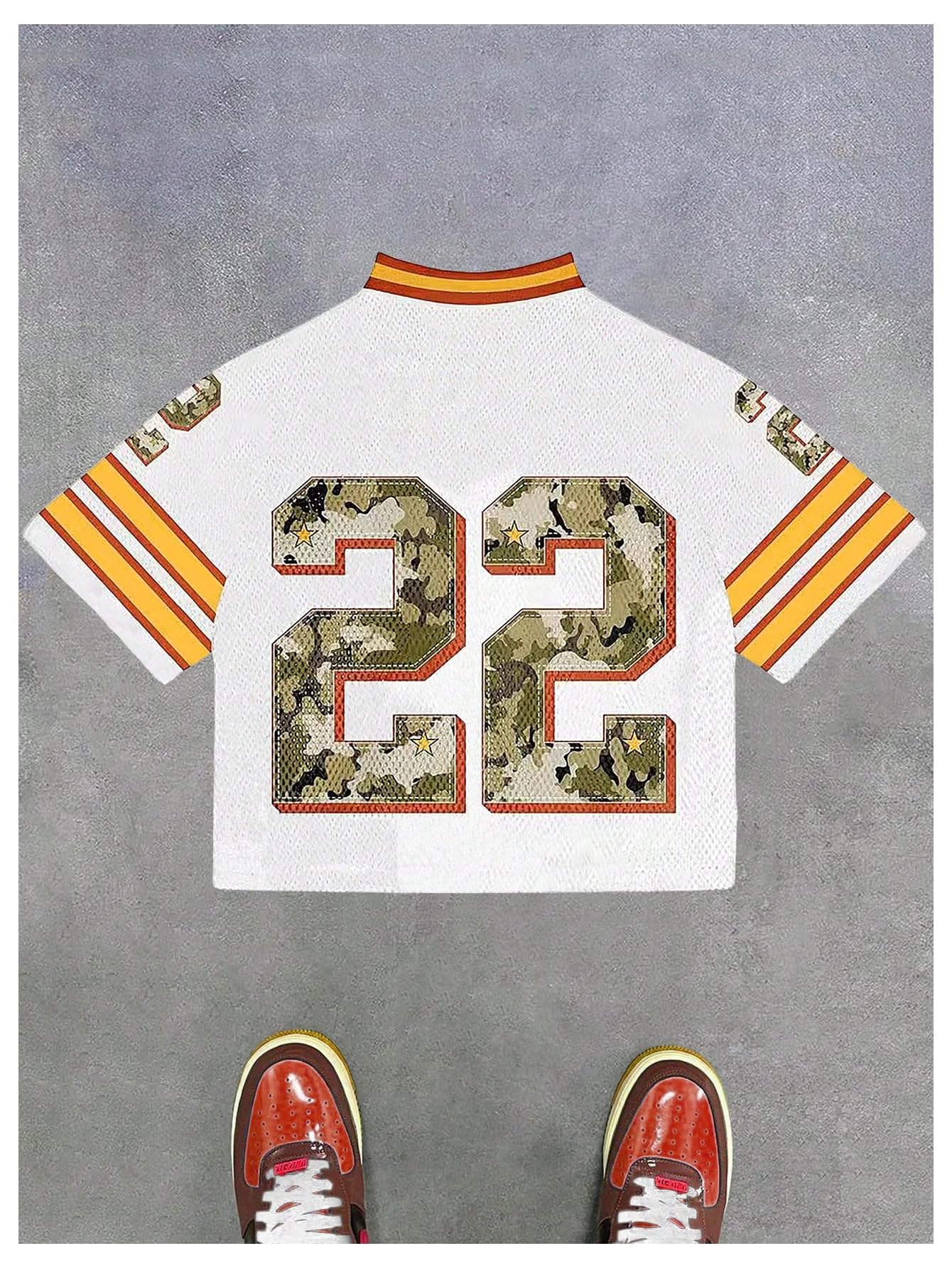 Floerns Y2k Camicie da uomo in jersey mimetico con scollo a V, grafica ampia, streetwear, magliette estive