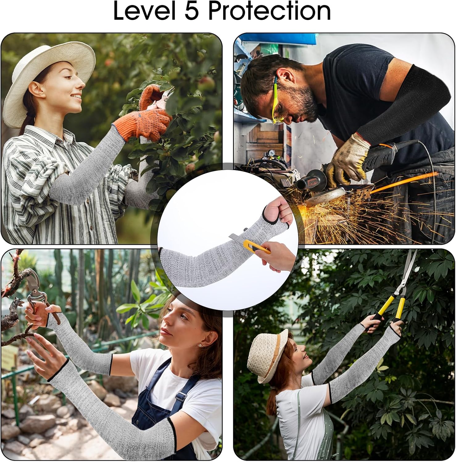 cobee 3 Pairs level 5 Cut Resistant Sleeves, 18 In Anti Cut Arm Protection Sleeves Thumb Slot Cut Protection Gardening Sleeves for Men Women Arm Protector for Thin Skin - Image 7