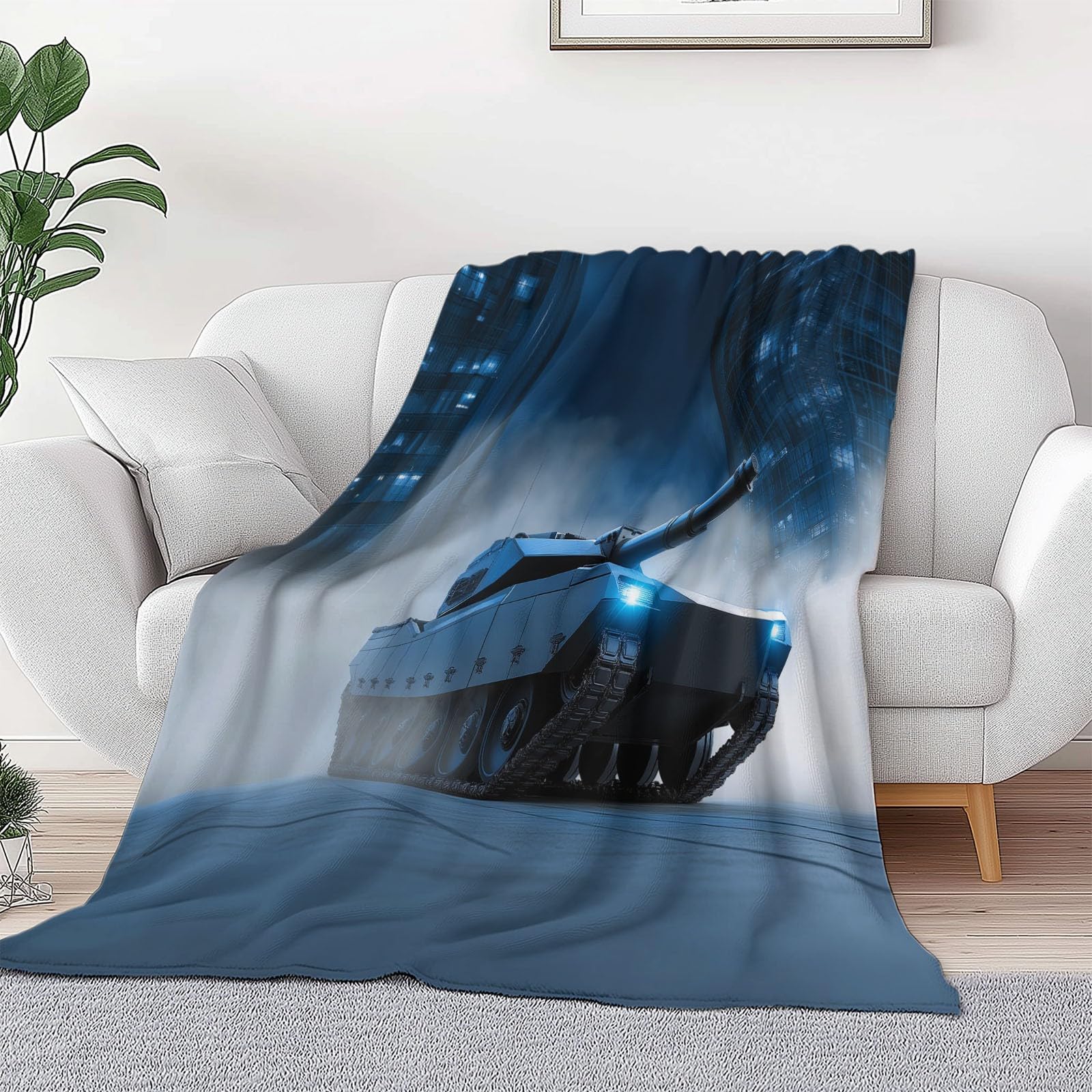 Surrealistyczny niebieski futurystyczny koc z nadrukiem zbiornika dla dzieci, styl science fiction, miękki, przytulny, puszysty, flanelowy koc dla dziewcząt, 220 x 240 cm, ciepła pościel polarowa na