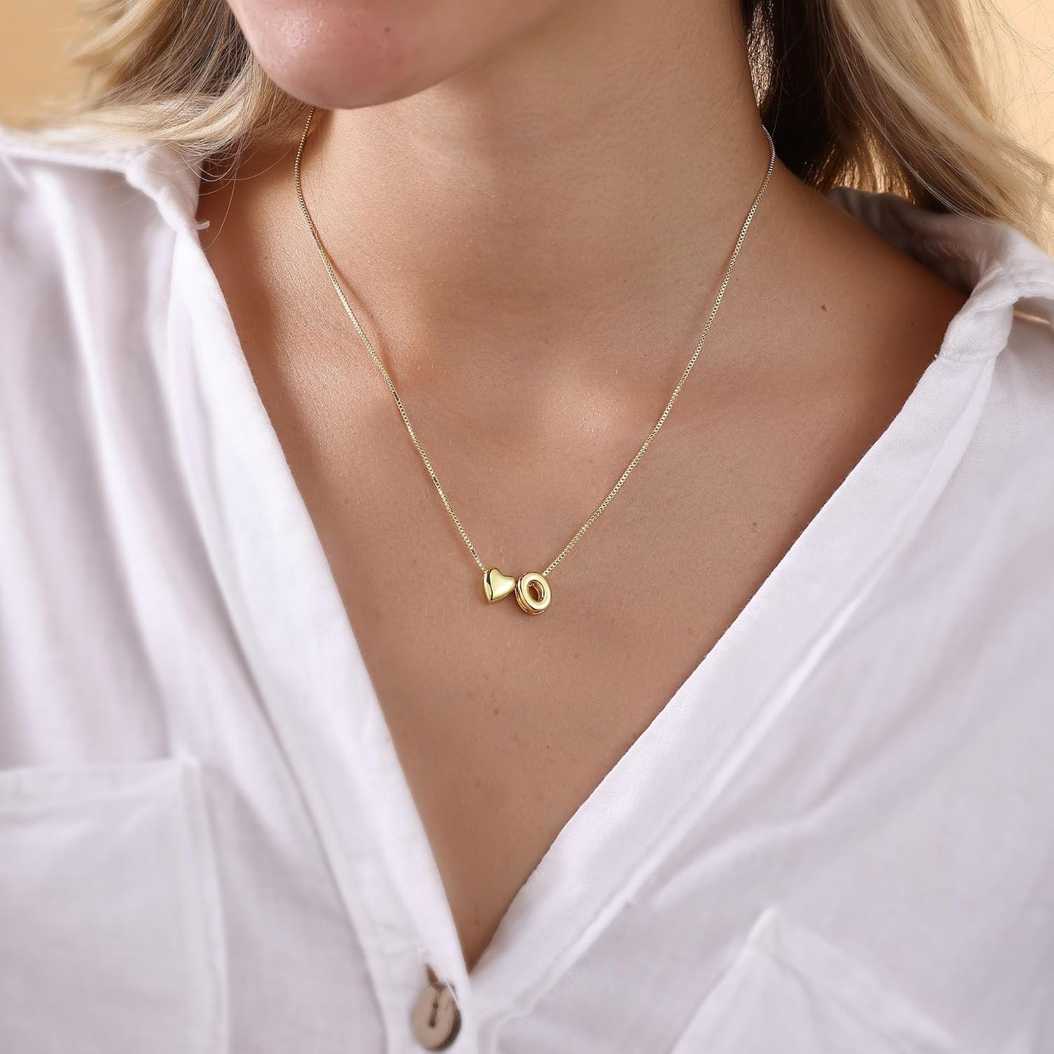 Valentines Day Gifts for Her - Initial Heart Necklace for Women 14K Gold Plated A-Z Letter Necklace Dainty Bubble Heart Pendant Tiny Initial Necklaces for Women Teen Trendy Jewelry Gifts - Image 7