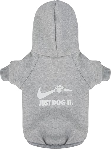 Sudadera con capucha gris para perro Chihuahua mantén a tu cachorro cálido y elegante con una sudadera estampada "Just Dog It", ropa para mascotas y