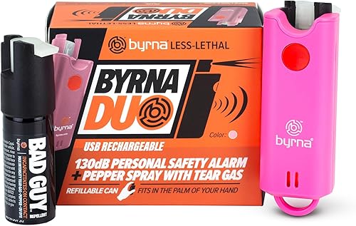 Byrna Duo  Alarma de seguridad personal recargable + spray de pimienta  Herramienta compacta de autodefensa con recipientes reemplazables, seguridad