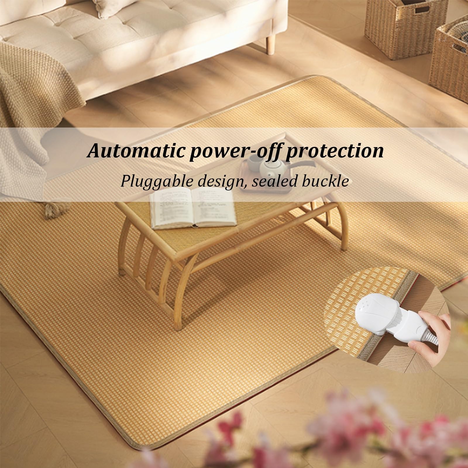 Tragbare Beheizte Bodenmatte, Beheizte Bodenmatte Unter Dem Schreibtisch, Automatischer Abschaltschutz, Elektrischer Graphen-Heizteppich Für Das Wohnzimmer(150 * 180cm)