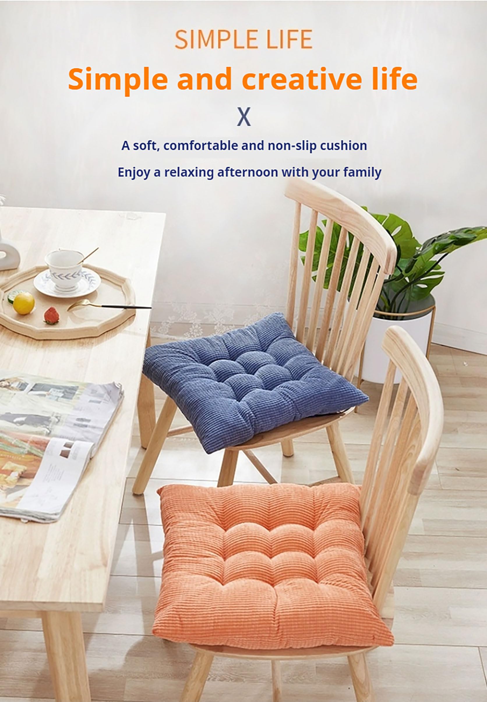 Amazon.co.jp: 正方形コーデュロイチェアクッション4個パック、滑り