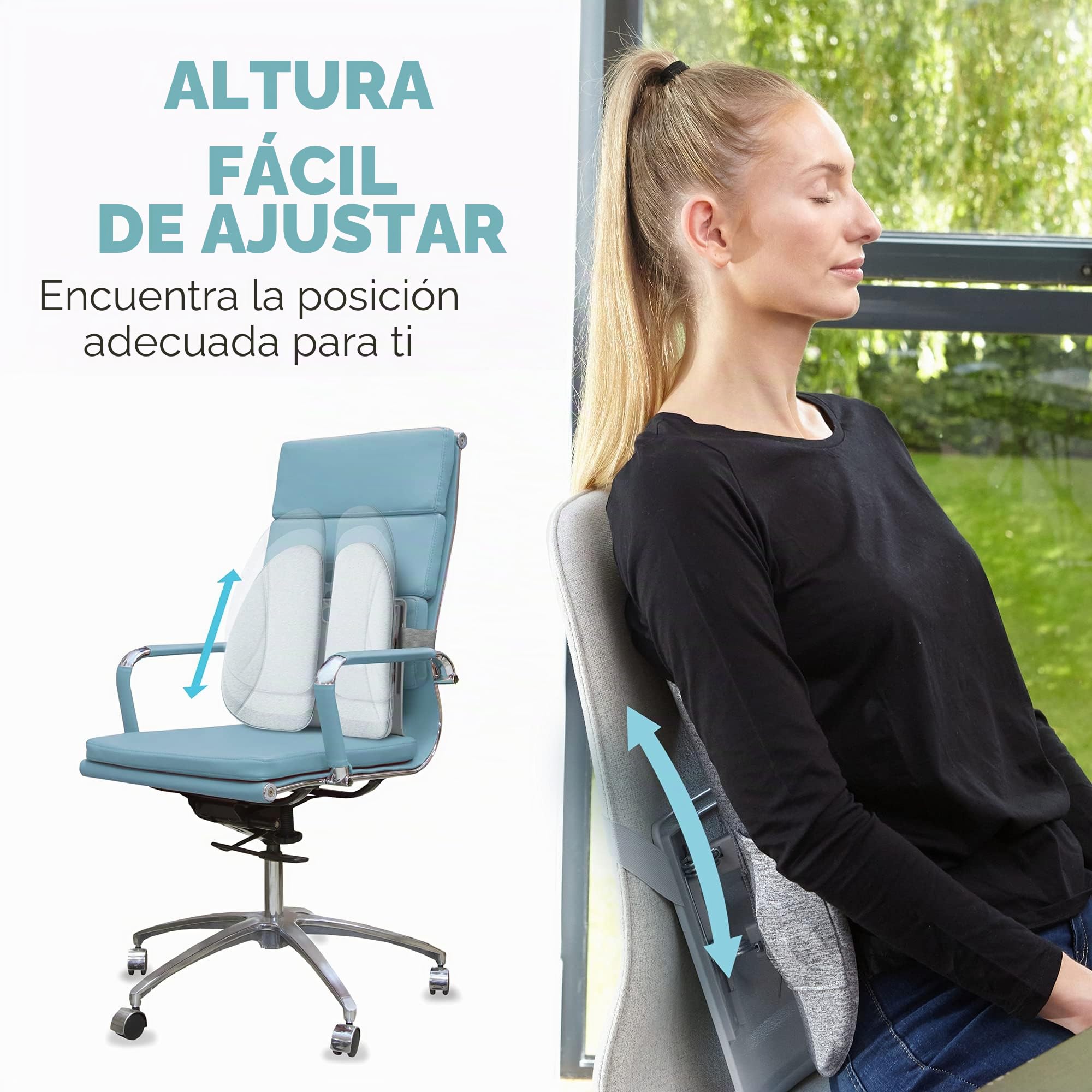 HoMedics Cojín de Respaldo Funda + Calor: mejore la Postura Mientras está Sentado con un Calor Suave y Gradual