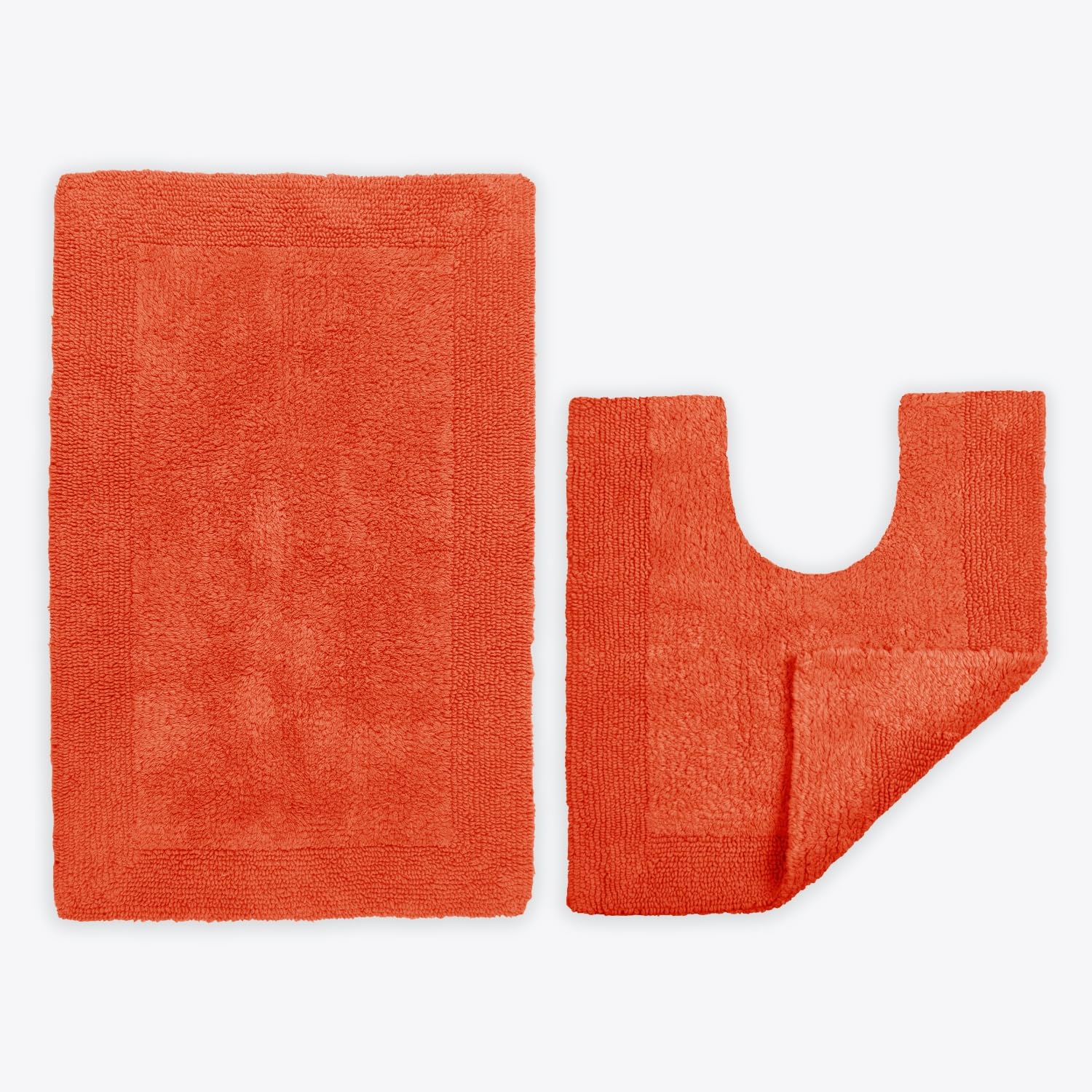 Allure Heavyweight 2 Piece Bath and Pedestal Mat Set, 100% Cotton, Reversible, Large Size (Terracotta)