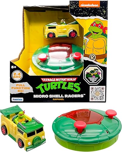 Tortugas Ninja Adolescentes Mutantes Juguetes, Raphael Micro Concha Racer Vehículo RC, Controlador de Media Concha de Tortuga 2.4 GHz, Juguete de