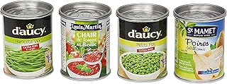 Polly 6652 - Set La Petite Marchande : Assortiment de Quatre boîtes de Conserve métallique Miniatures