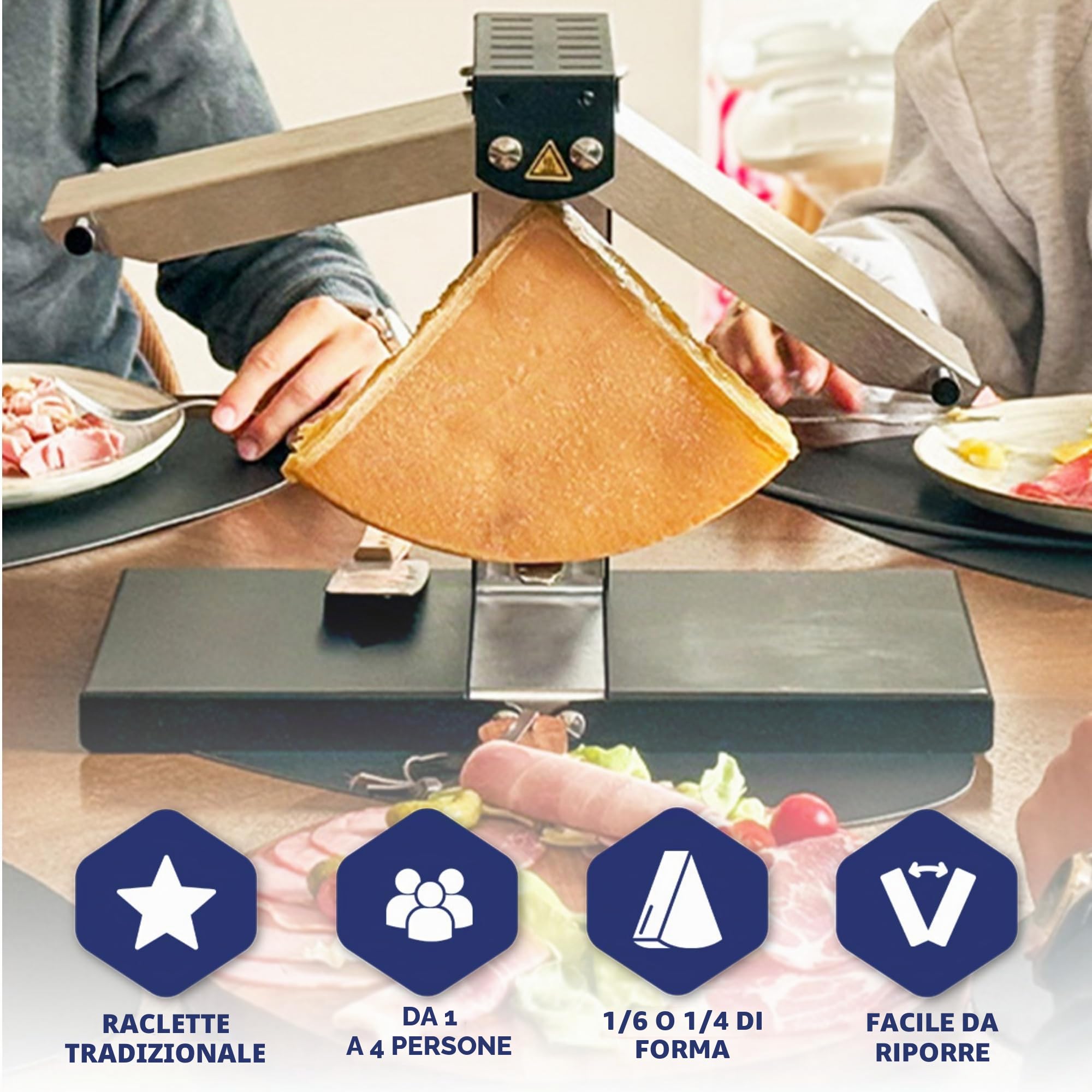 Apparecchio Raclette 1-6 Pers. – Louis Tellier Brézière® Signature Basalte Nero – Prodotto in Francia, Durevole, Facile da Pulire – Servizio a Tavola e Convivialità