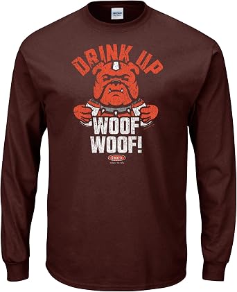 Cleveland Football Fans. Drink Up Woof Woof! Brown T-Shirt Sm-5x