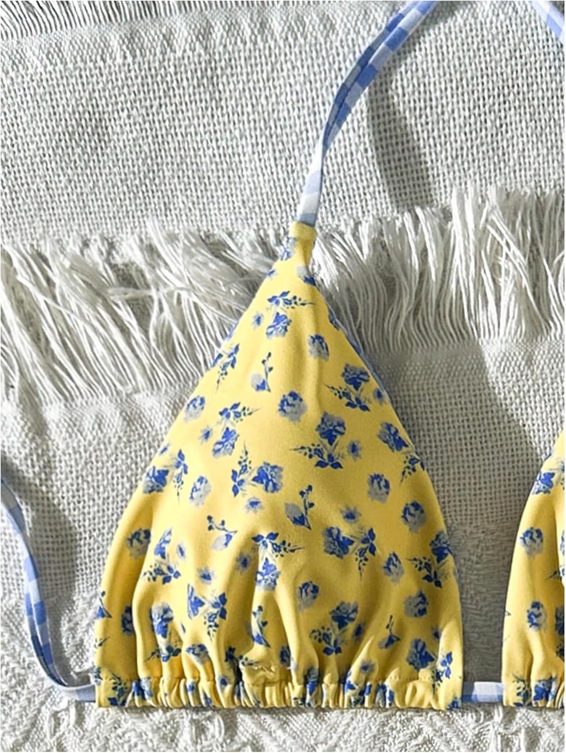 SHENHE Women's Gingham Bikini Set Triangle Halter Swimsuits Floral Coquette Boho Swimwear - Image 3