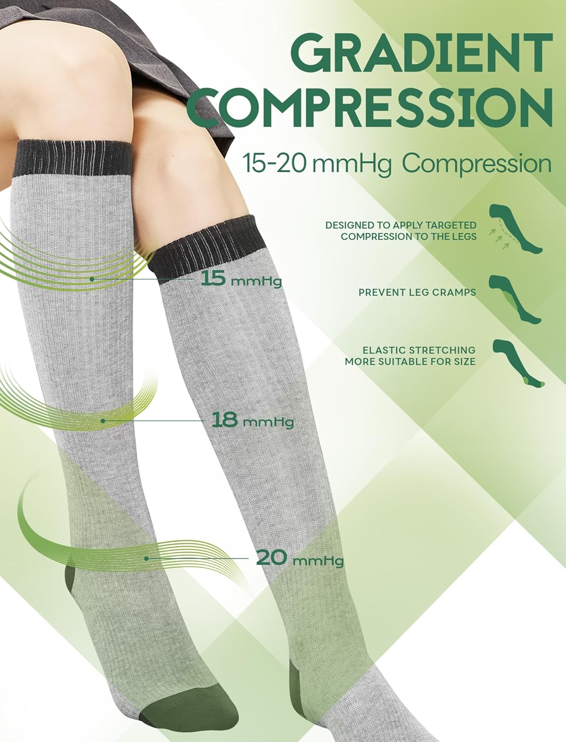 SONORAN Compression Socks for Pregnant Women (2/3 Pairs) 15-20 mmHg Bamboo Viscose Non-slip Sock for Nurses Pregnancy - Image 5