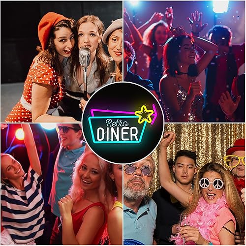 Miniatura 7 de Letrero de neón retro regulable de los años 50, luces de neón de los años 50, decoración de comedor de los años 50, letrero retro iluminado para