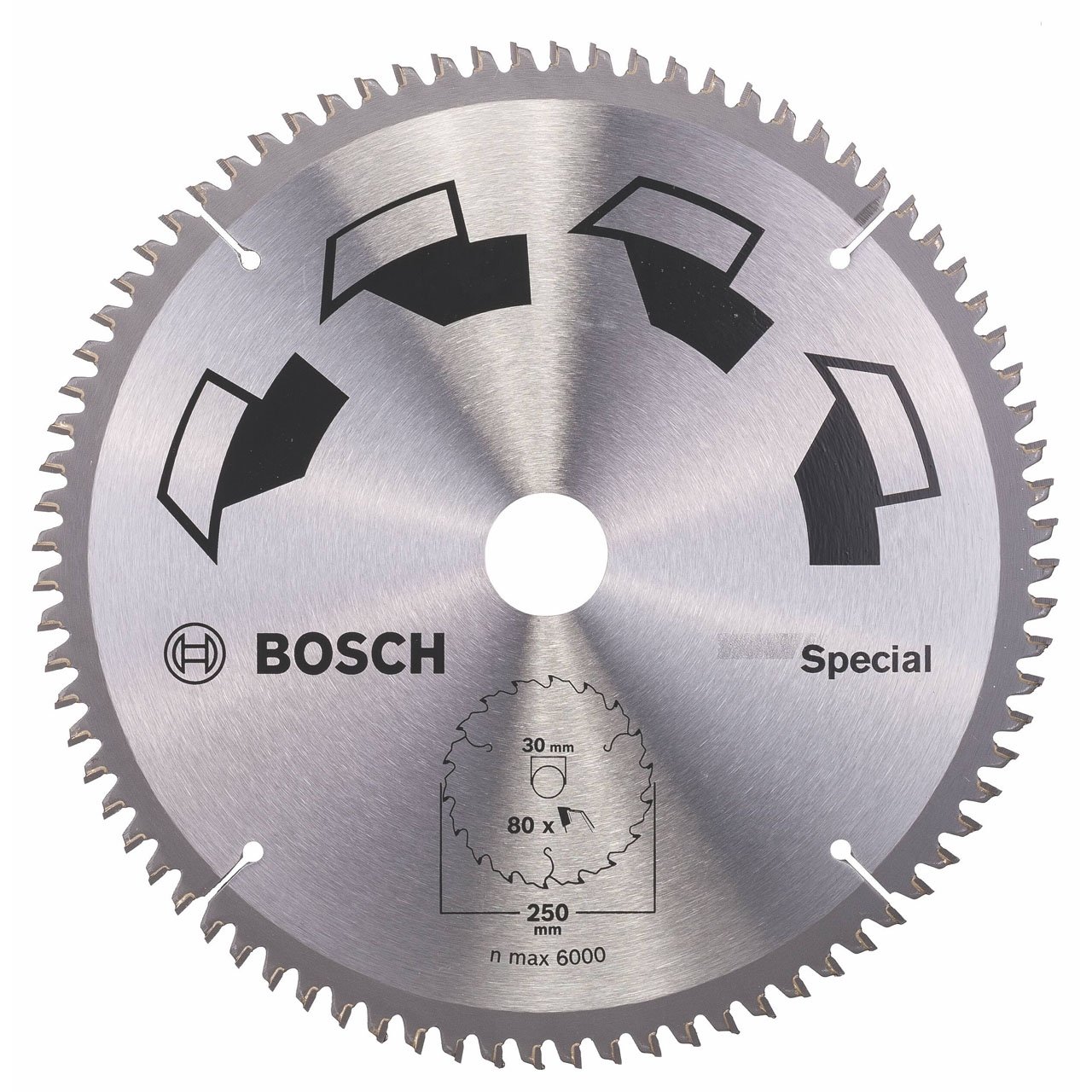 Bosch 1x Circular Saw Blade Special (for Wood, Non-Ferrous Metals, Plastic, Ø 250 x 3.2/2.5 x 30 mm, 80 Teeth, FT, Accessories for Circular Saws)