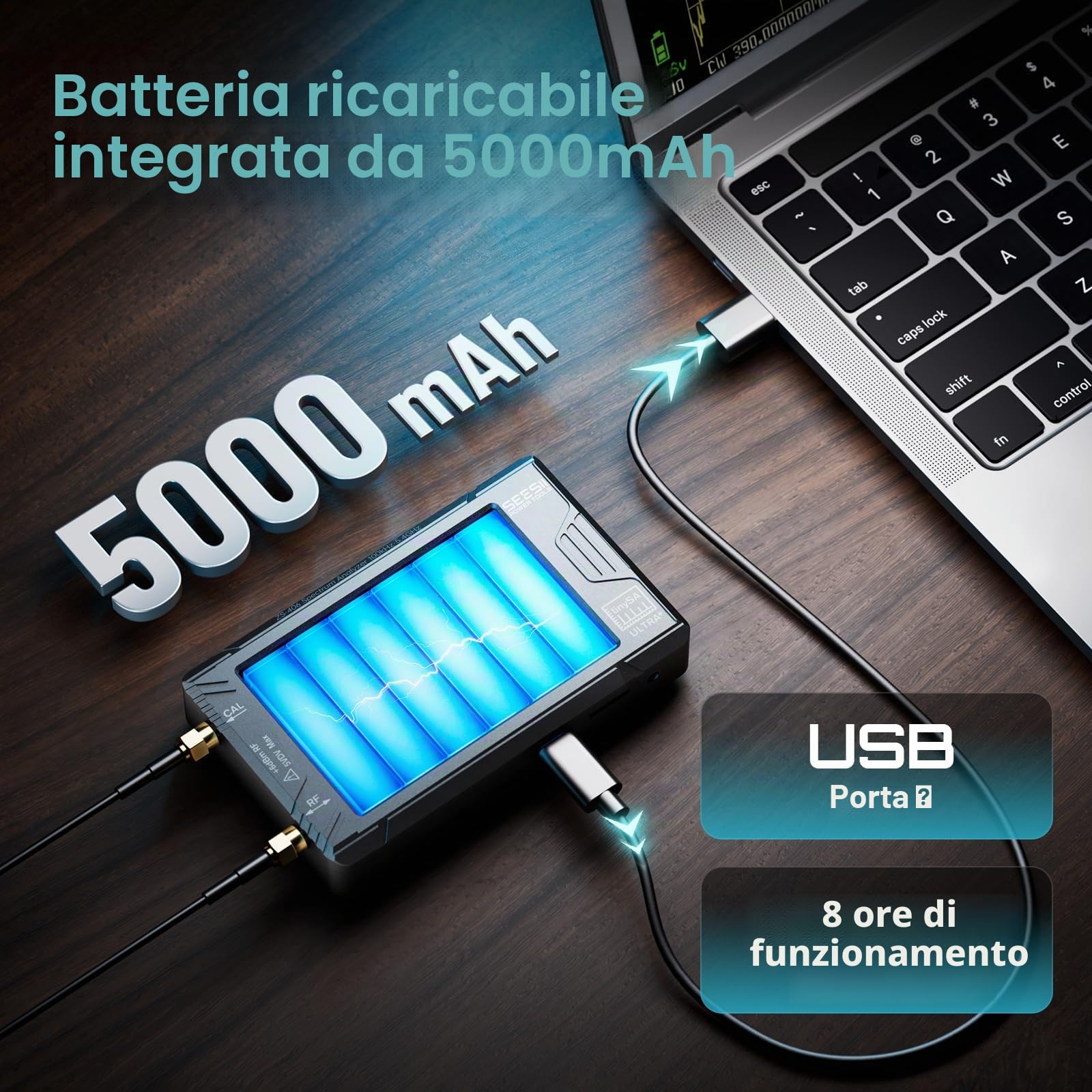 Seesii TinySA ULTRA+ ZS406 Analizzatore di Spettro, Analizzatore di Frequenza Portatile 4,0'' 100kHz-5,4GHz con Scheda di Memoria 32GB, 2 in 1 Generatore di Segnale 100kHz-800MHz MF/HF/VHF/UHF