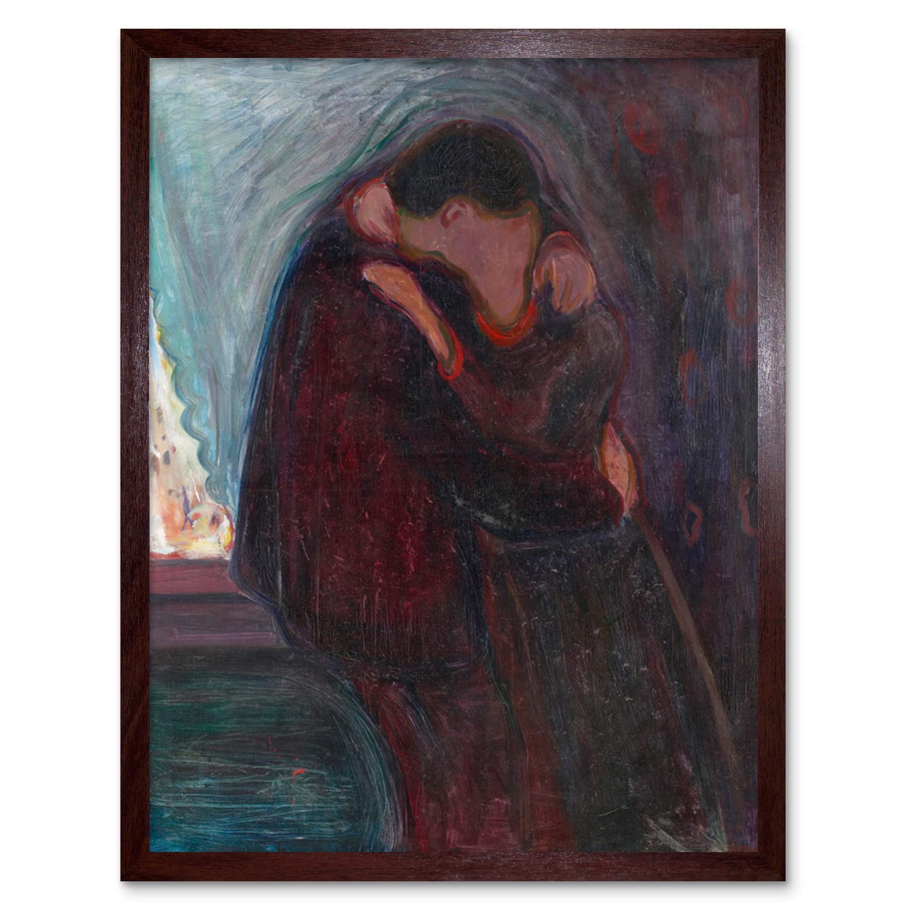 Edvard Munch The Kiss Painting Art Print Framed Poster Wall Decor 12x16 inch
