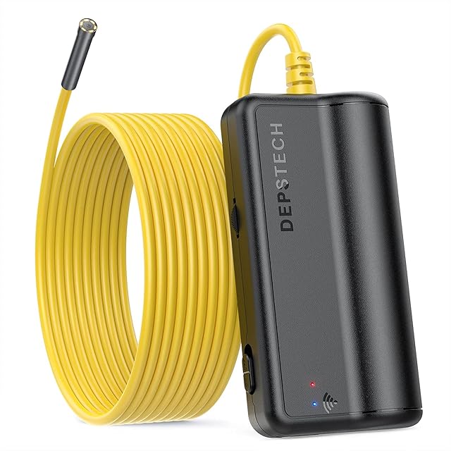 Wireless Endoscope,DEPSTECH Upgrade 5.0MP HD WiFi Borescope, 16 inch Focal Distance, Semi-Rigid Snake Inspection Camera with 2200 mAh Battery for iOS & Android Smart Phone & Tablets-16.5Ft
