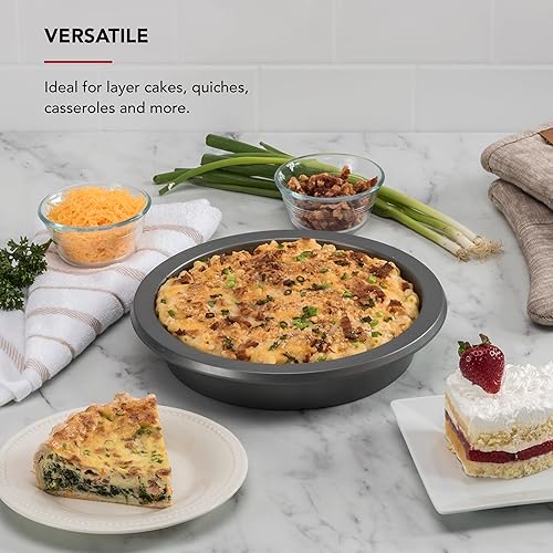 Miniatura 4 de KitchenAid Molde redondo de acero aluminizado antiadherente de 9 pulgadas, contorno de plata