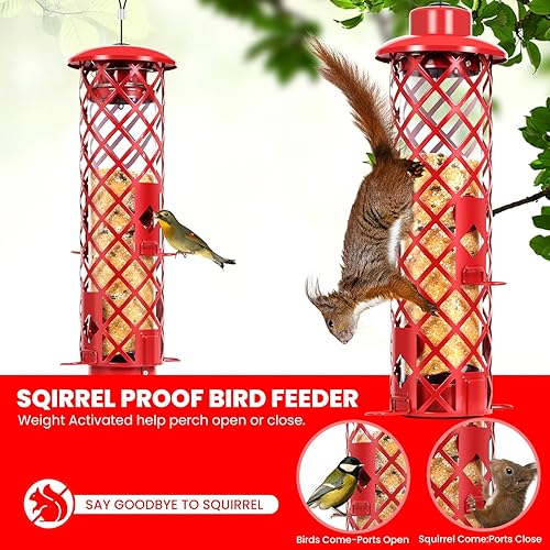 Miniatura 4 de Comedero de pájaros para colgar al aire libre, a prueba de ardillas, comedero retráctil para exteriores, 6.2 libras, gran capacidad para cardenal,
