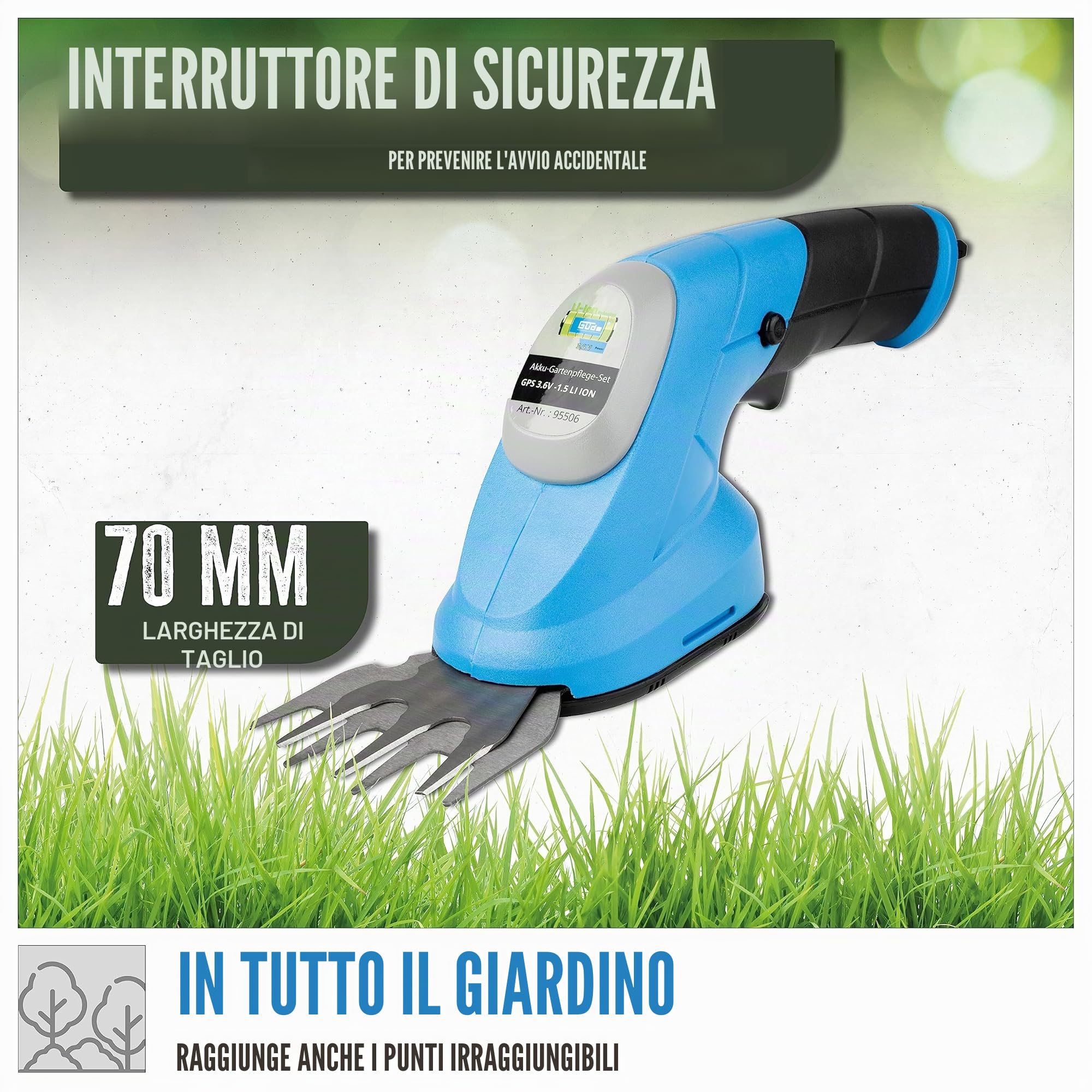 Güde GPS 3,6V-1.5 LI-Ion Batteria per la Cura del Giardino, Blu