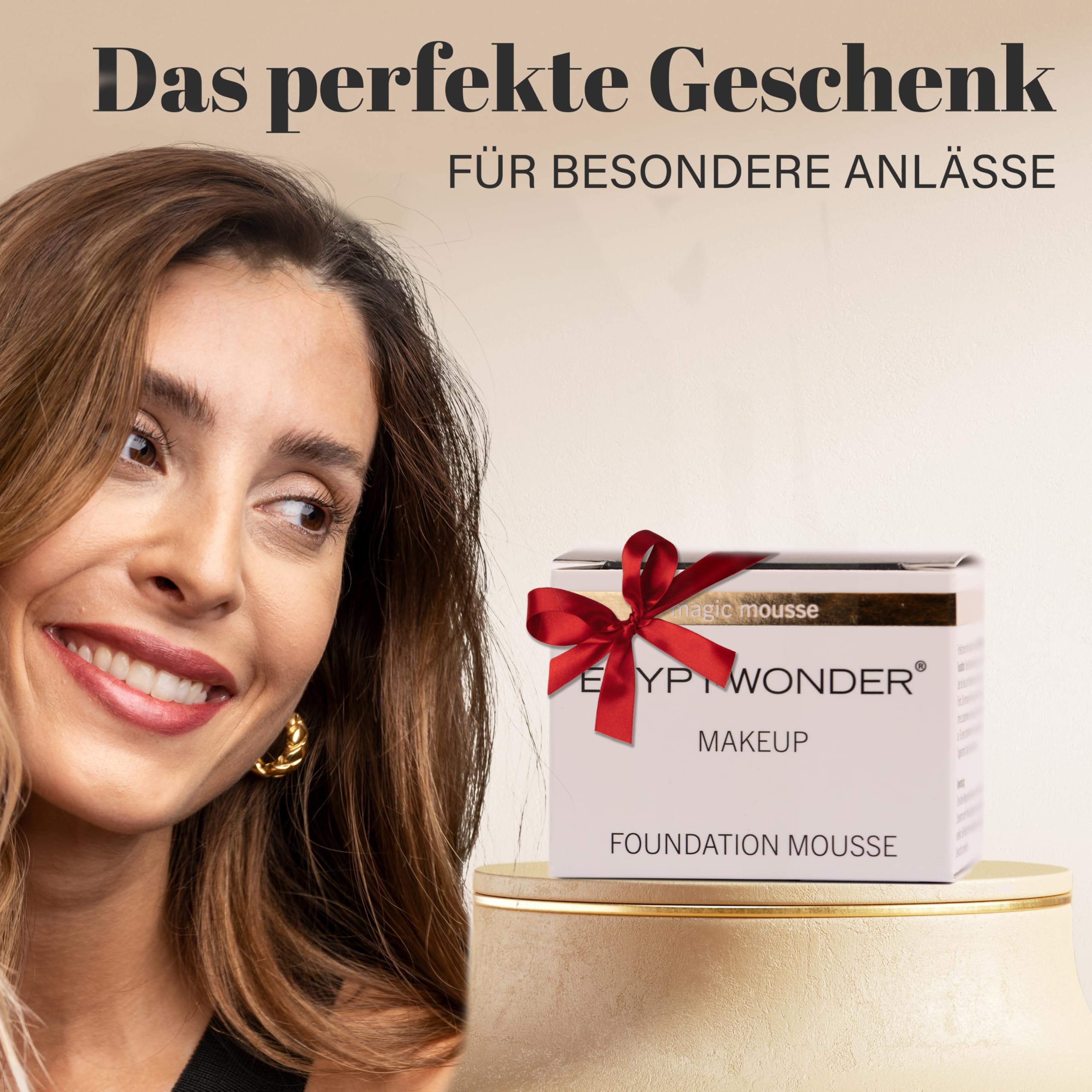 EGYPT-WONDER Makeup Mousse – 4 in 1 Make-Up, Foundation, Primer, Concealer – Luftige Textur – Natürlich mattes Finish – angenehmes Tragegefühl – Für alle Hauttypen – 30ml