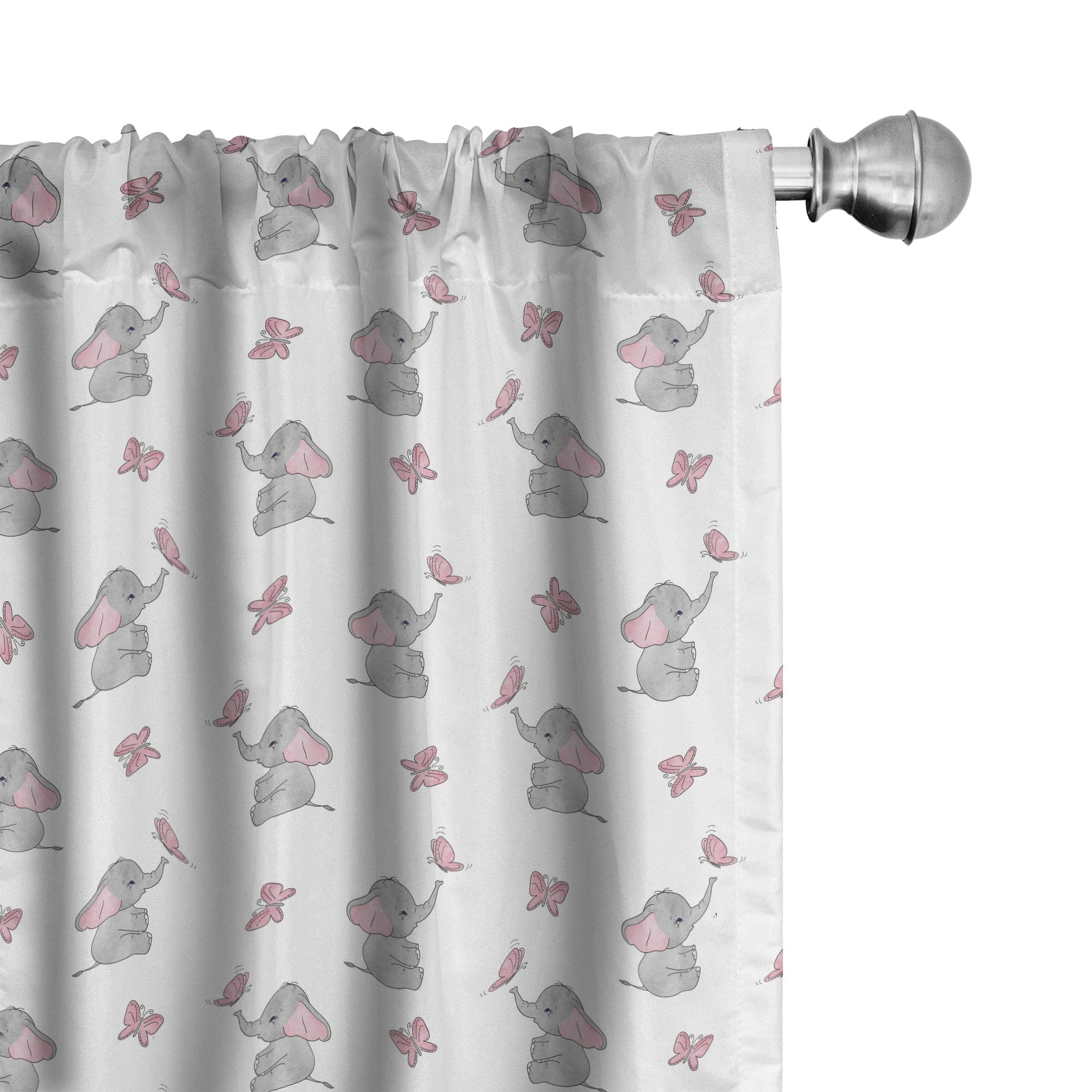 Ambesonne Animal Cartoon Curtains, Playing Butterflies Design Pattern, Window Treatments 2 Panel Set for Living Room Bedroom, Pair of - 28" x 84",