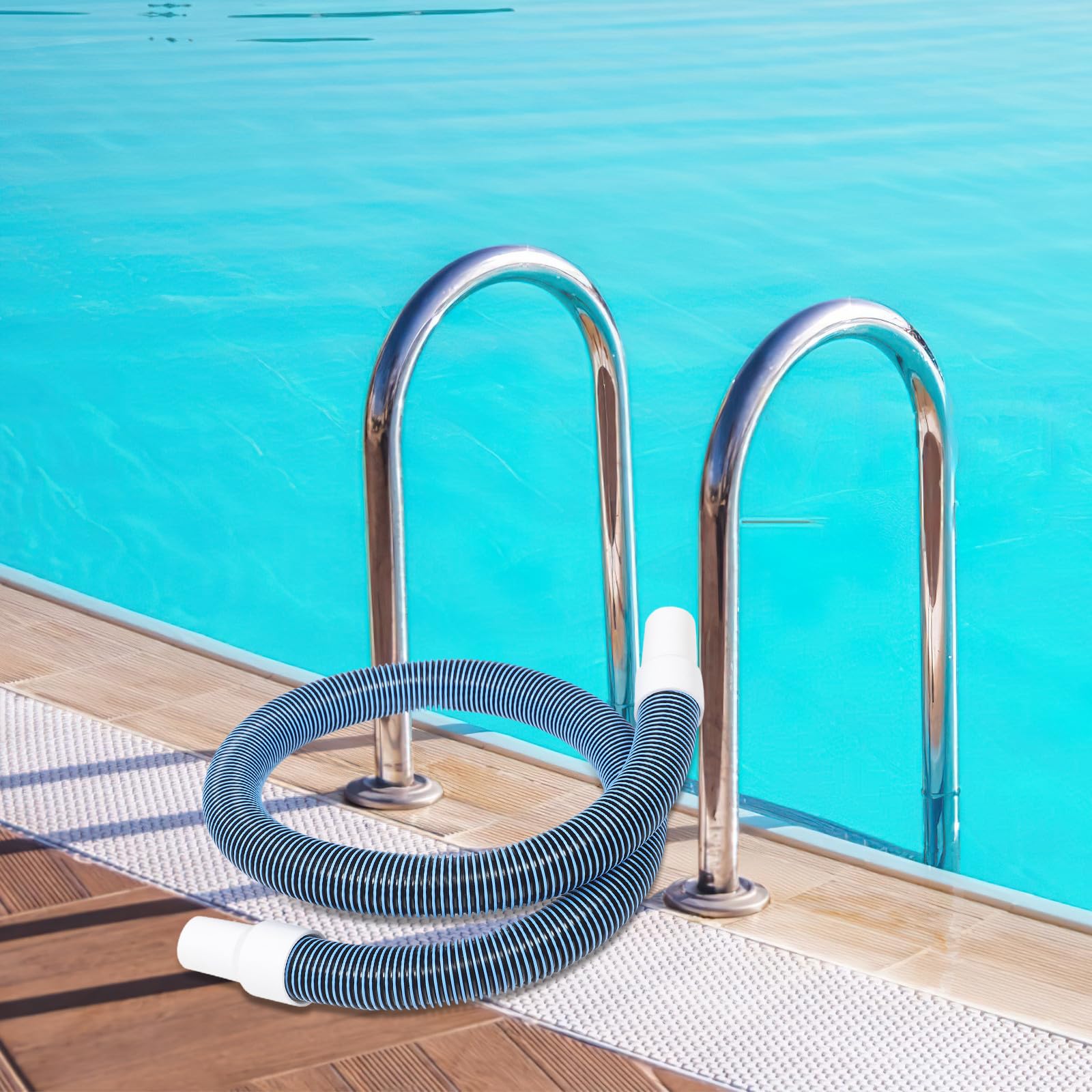 Poolablaufschlauch für Aufstellpool 1 Satz mit 2 Anschlüssen und 1 Schlauchschelle aus Kunststoff und Eisen Verhindert Wasseransammlung Einfache Installation