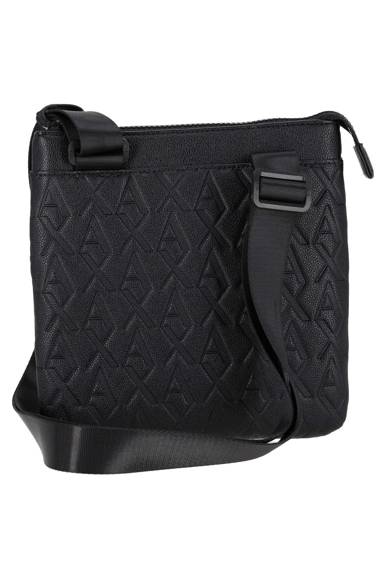 Armani Exchange Monograma Textura Crossbody de doble bolsillo para hombre, color negro, Negro, talla única