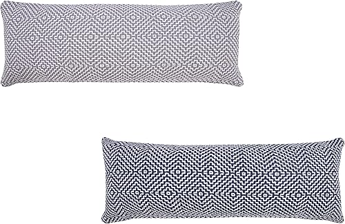 Miniatura 5 de LR Home Diamond Delight - Almohada lumbar geométrica, color azul y blanco