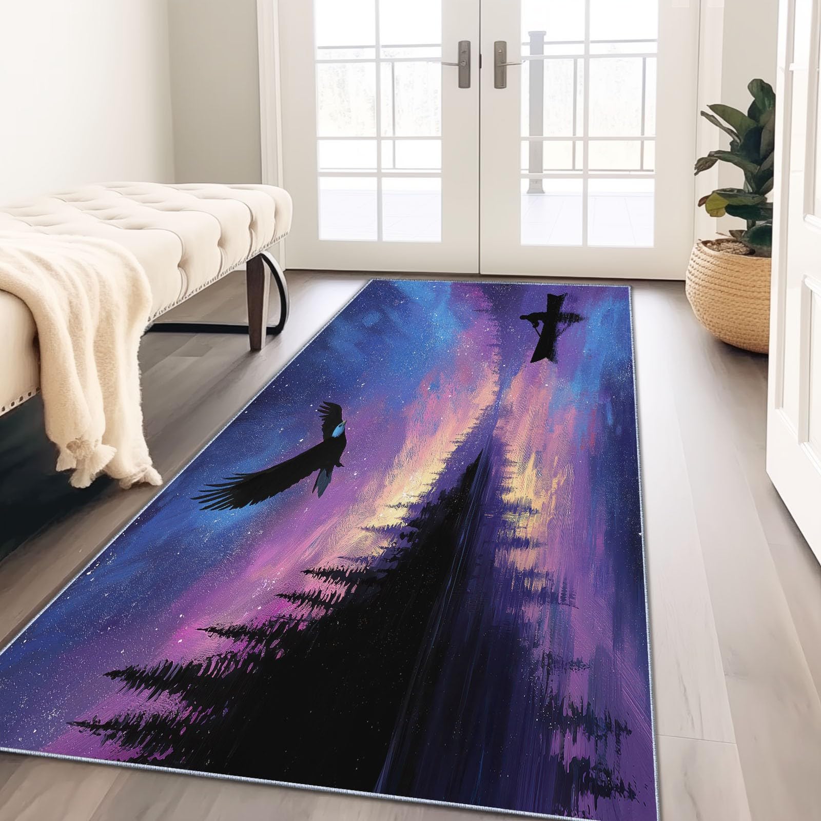 Tapis de couloir 60x240 cm antidérapant avec motif aigle fantaisie