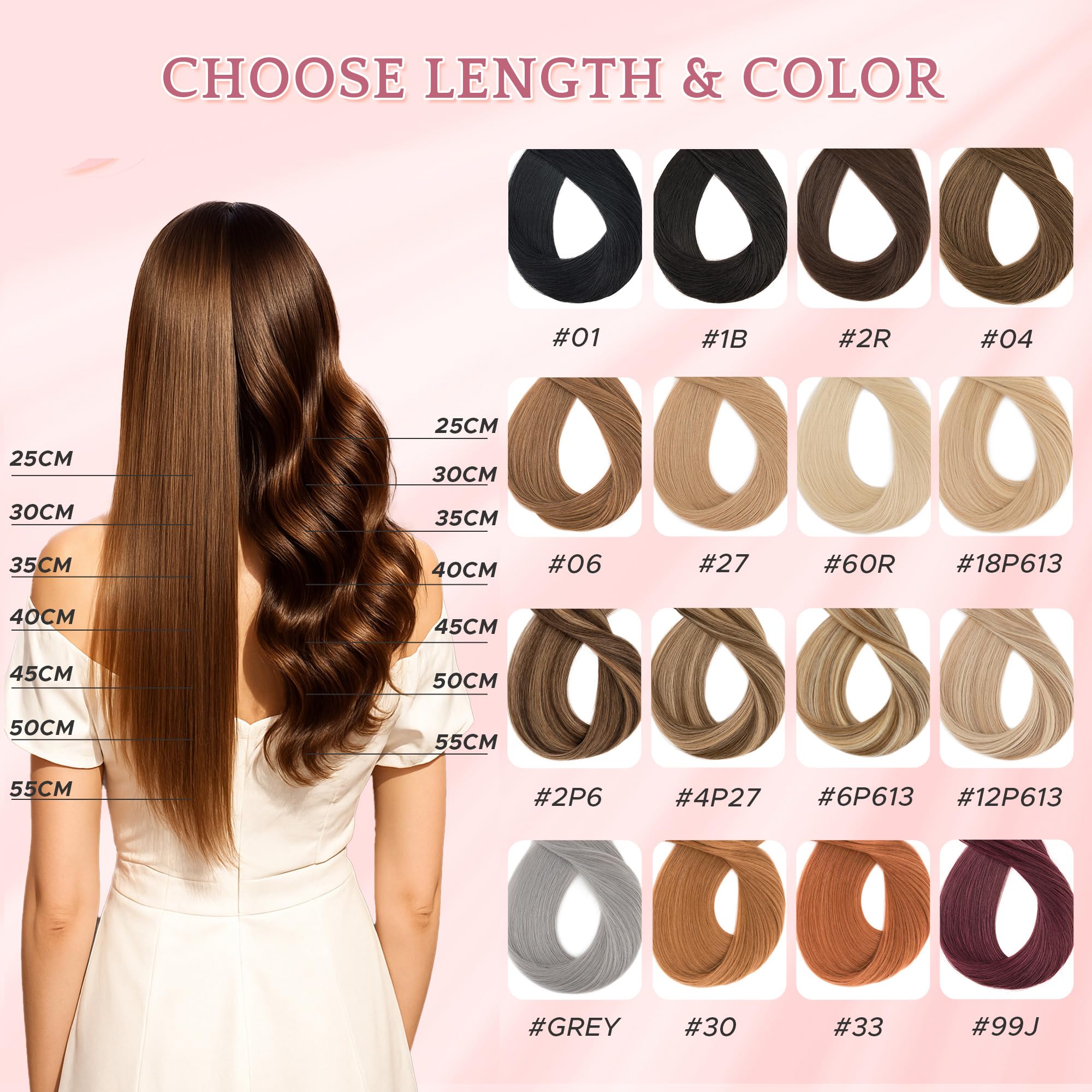 Clip in Extensions Echthaar Extensions Clip 6 Tressen 6 Clips Hair Extensions Remy Echthaar Haarverlängerung invisible natürlich 40 cm Dunkelbraun #2R