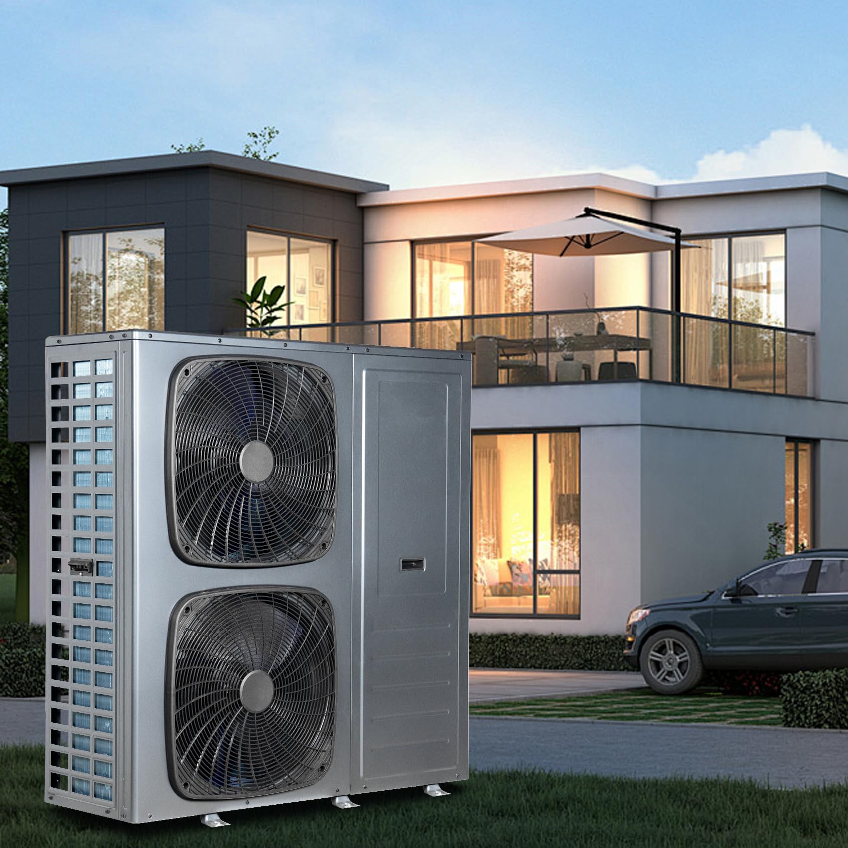 Smad Pompa di Calore 16kW, R290 A+++, COP 5.11, Acqua Calda, Raffreddamento, Riscaldamento, Monoblocco, Sistemi Wifi, Antigelo, Modalità Silenziosa, Riscaldamento Elettrico