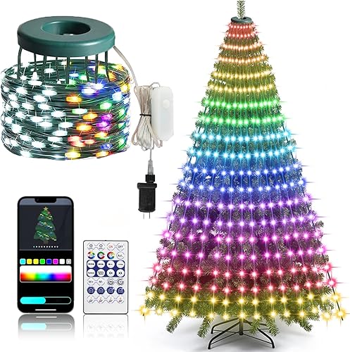 ASTRAEA Luces de árbol de Navidad, luces de Navidad para interiores y exteriores, 400 luces LED de 6.6 pies x 20 luces con escenarios de bricolaje,